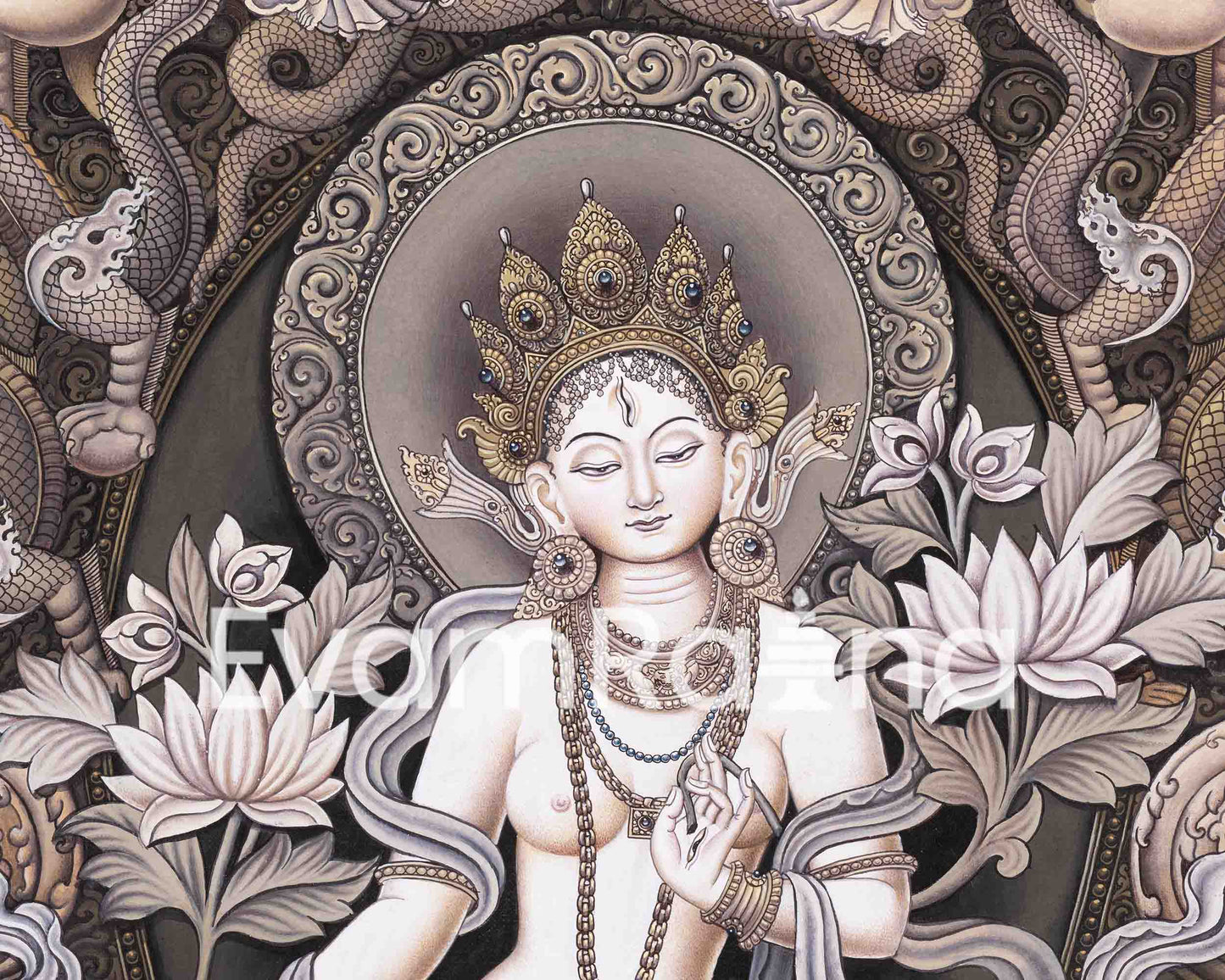 High Quality Giclee White Tara Thangka Print | Digital Art