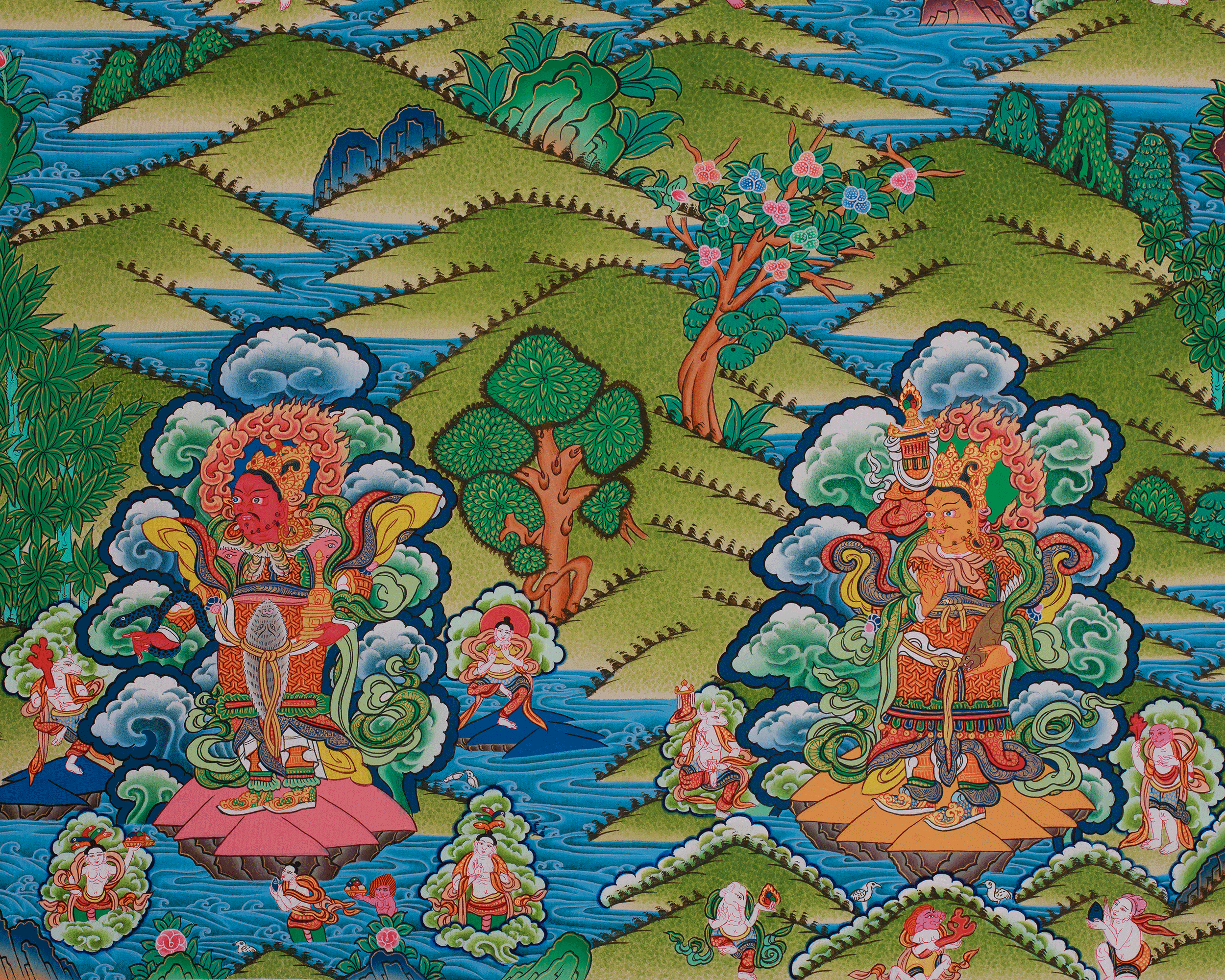 Four Heavenly Kings Thangka | Sacred Guardians of the Four Directions