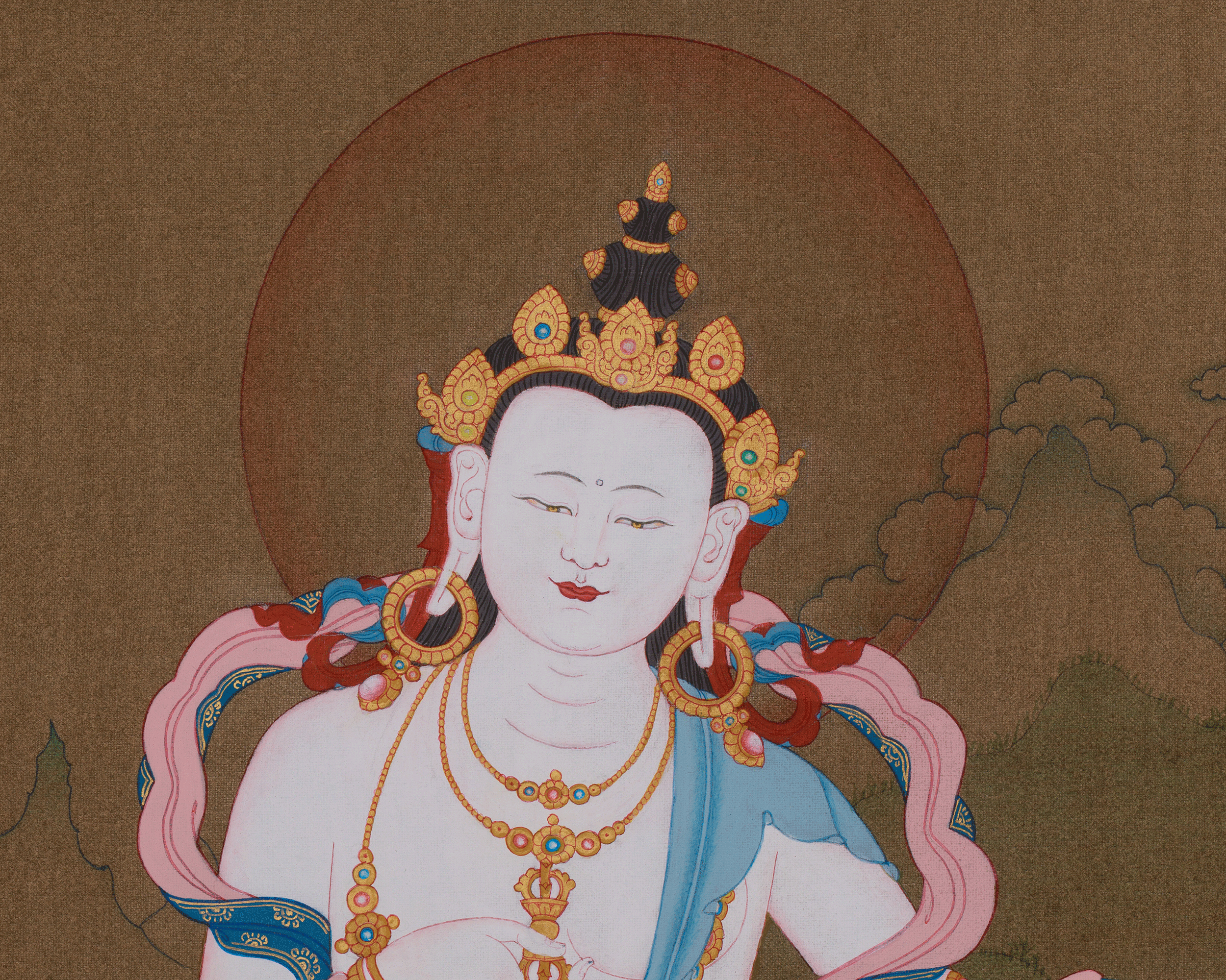 Hand Painted Vajrasattva Thangka | Symbolizing Purity, Wisdom, and Spiritual Renewal