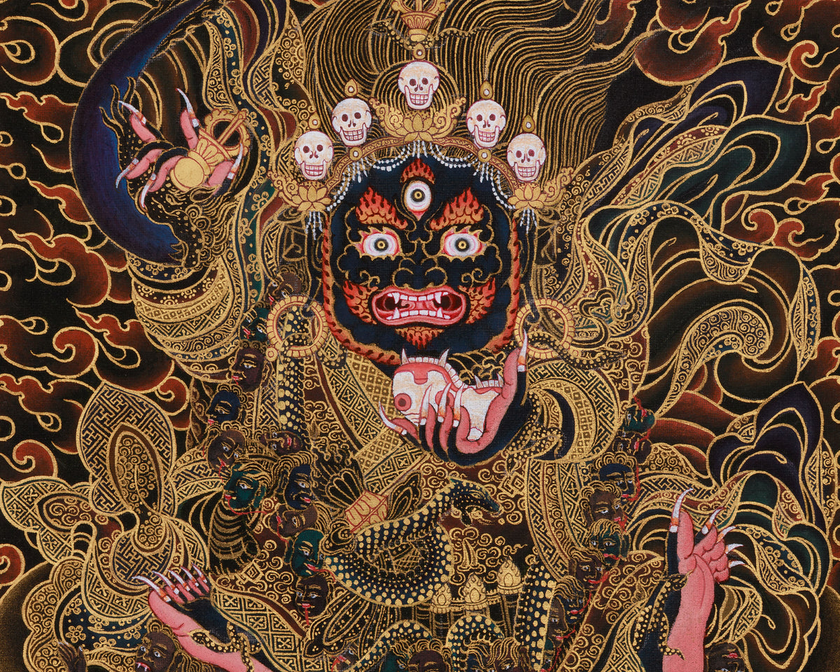 Thangka of Fierce Mahakala Bernagchen | Wrathful Protector Deity