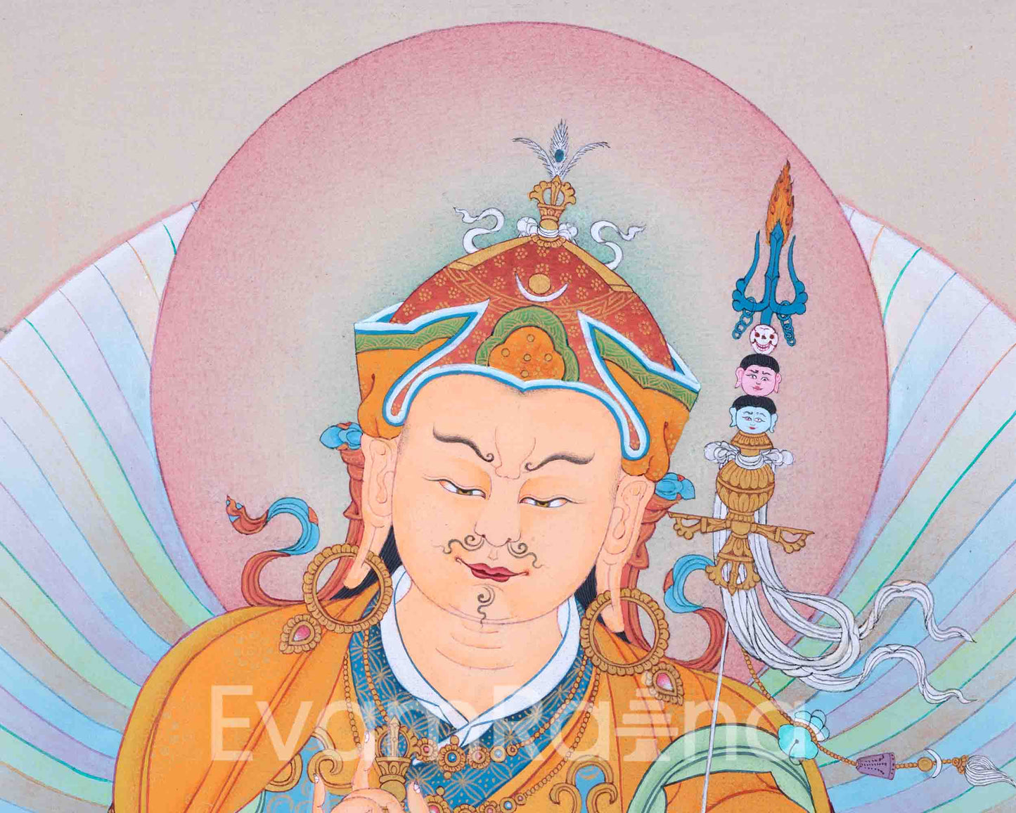 Traditional Tibetan Buddhist Art For Padmasambhava Day Celebration | Guru Rinpoche With Guru Dragpo and Singhamukha