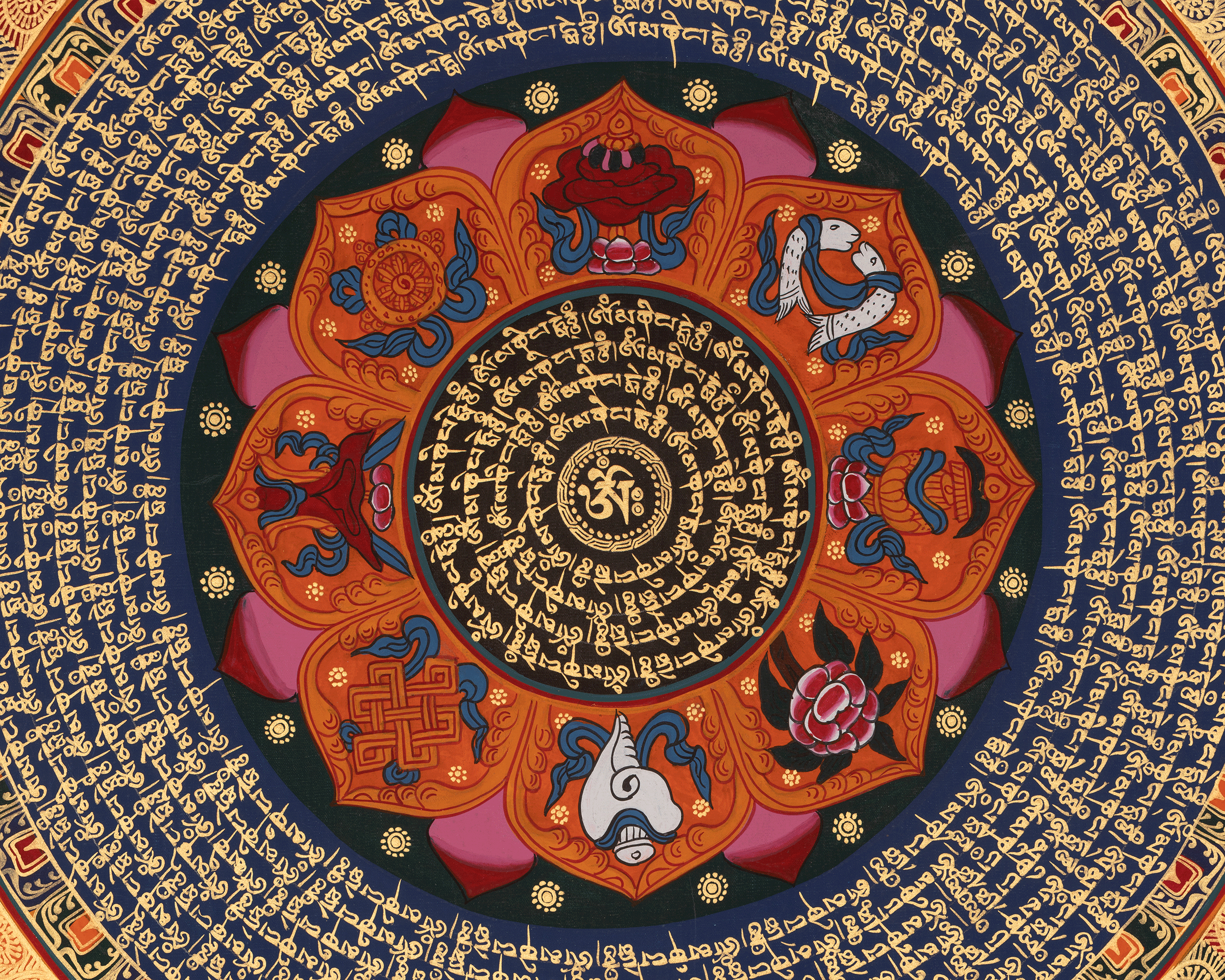 Mantra Mandala Himalayan Art | Traditional Buddhist Artwork | Buddhist Visual Thangka