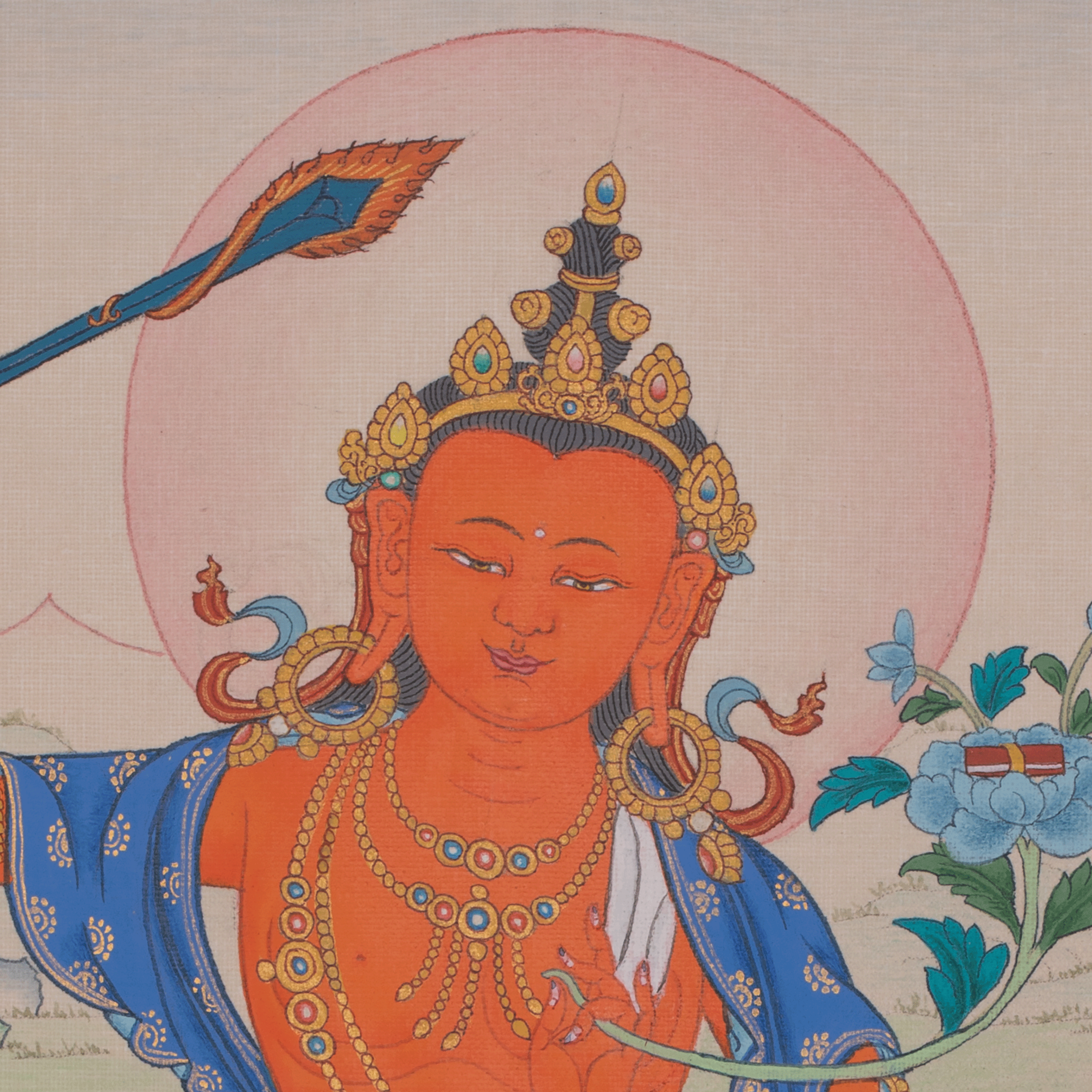 Manjushri Buddhist Art | Bodhisattva Deity | Sacred Artwork | Spiritual Gift