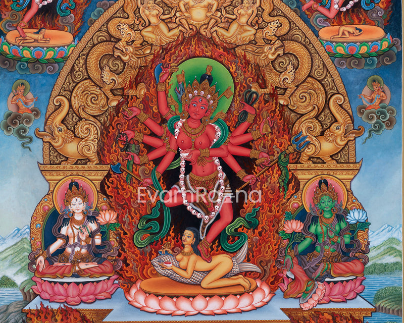 Sacred Presence Dakini Thangka Print | Beautiful Wall Decor of Dakini | Traditional Artwork