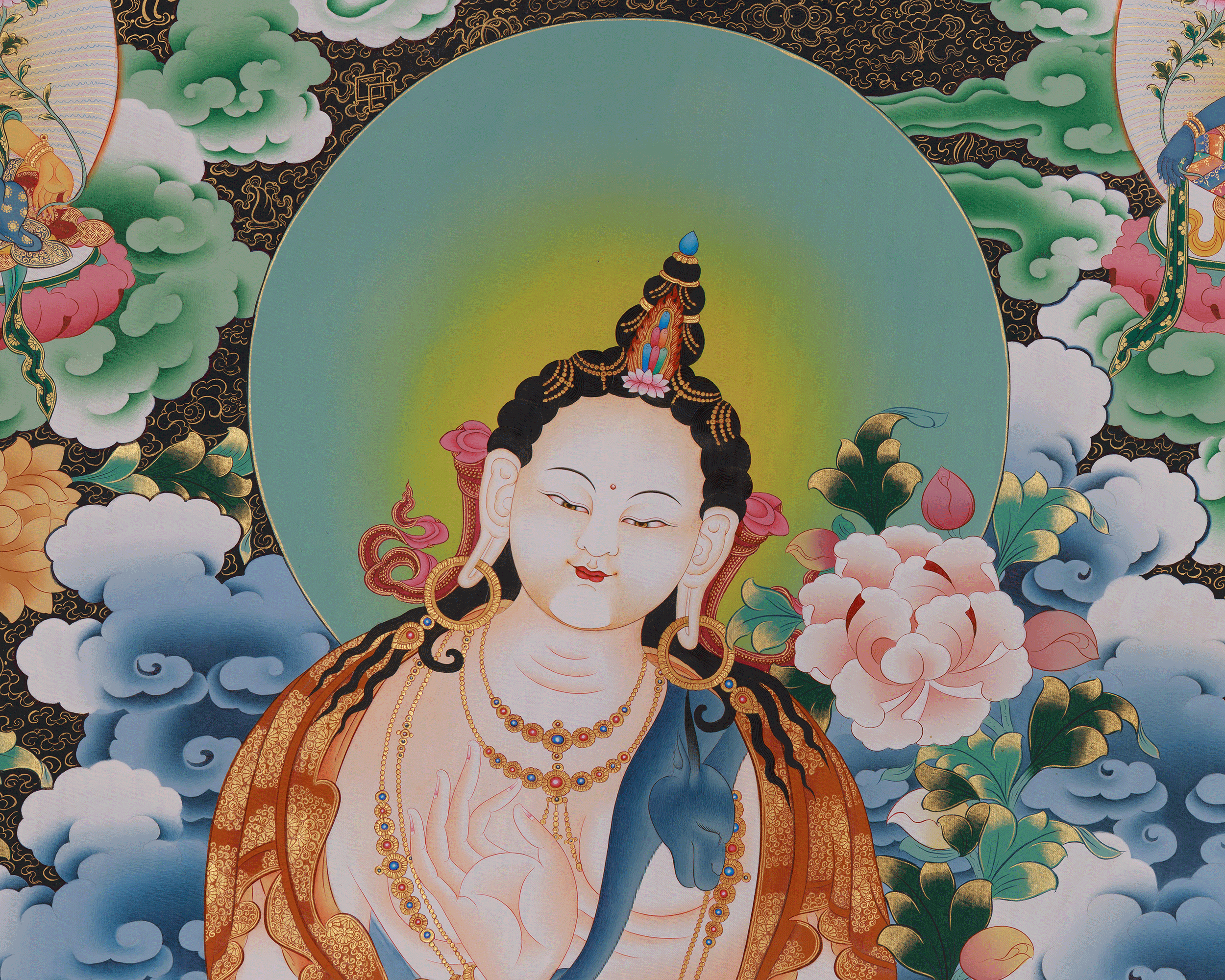 Divine Standing Chenrezig Thangka | Embodiment of Compassion