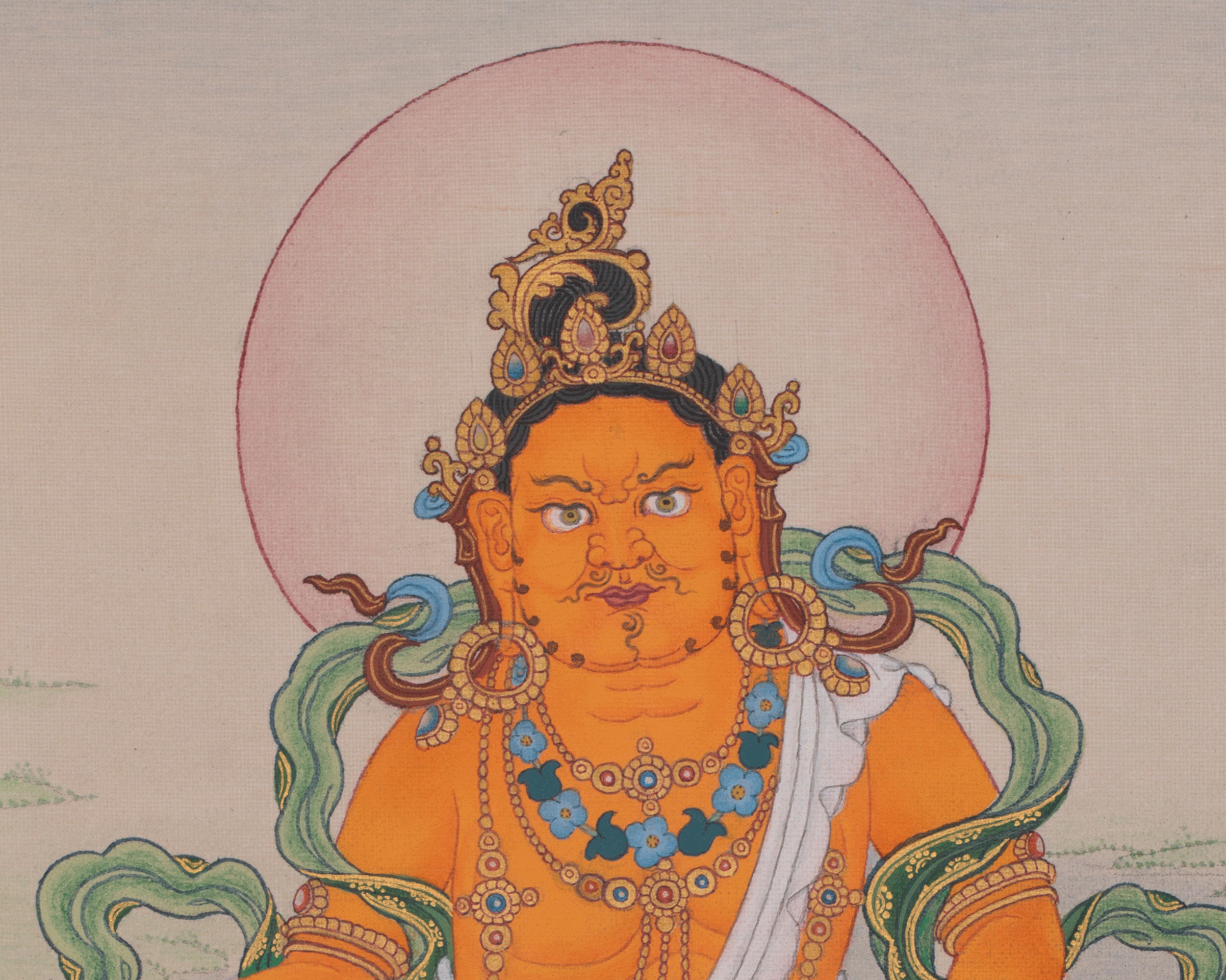 Dzambhala Spiritual Artwork | Tibetan Thangka of Wealth And Prosperity