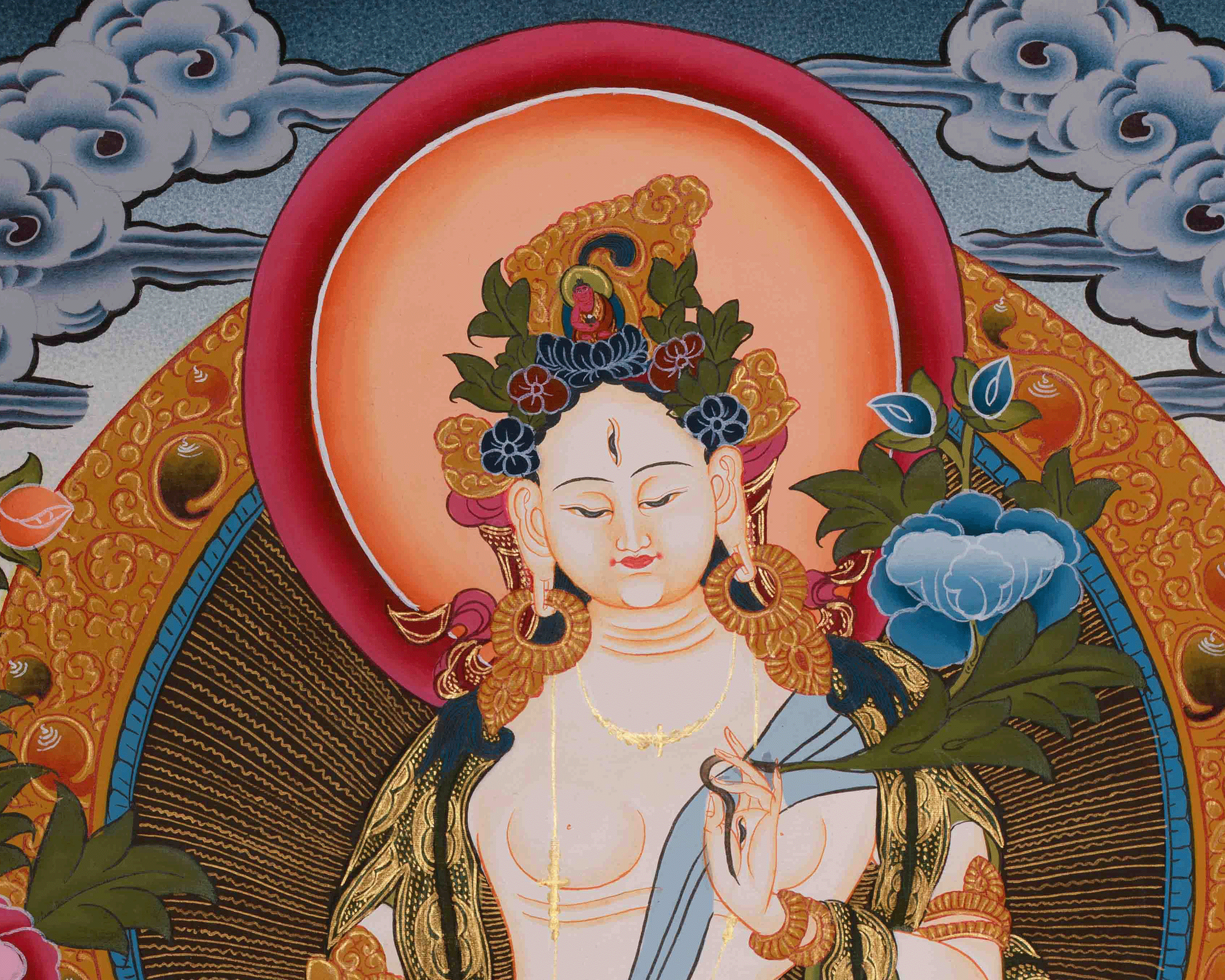 Divine Art Of White Tara With Manjushri And Vajrapani | Meditation & Spiritual Altar
