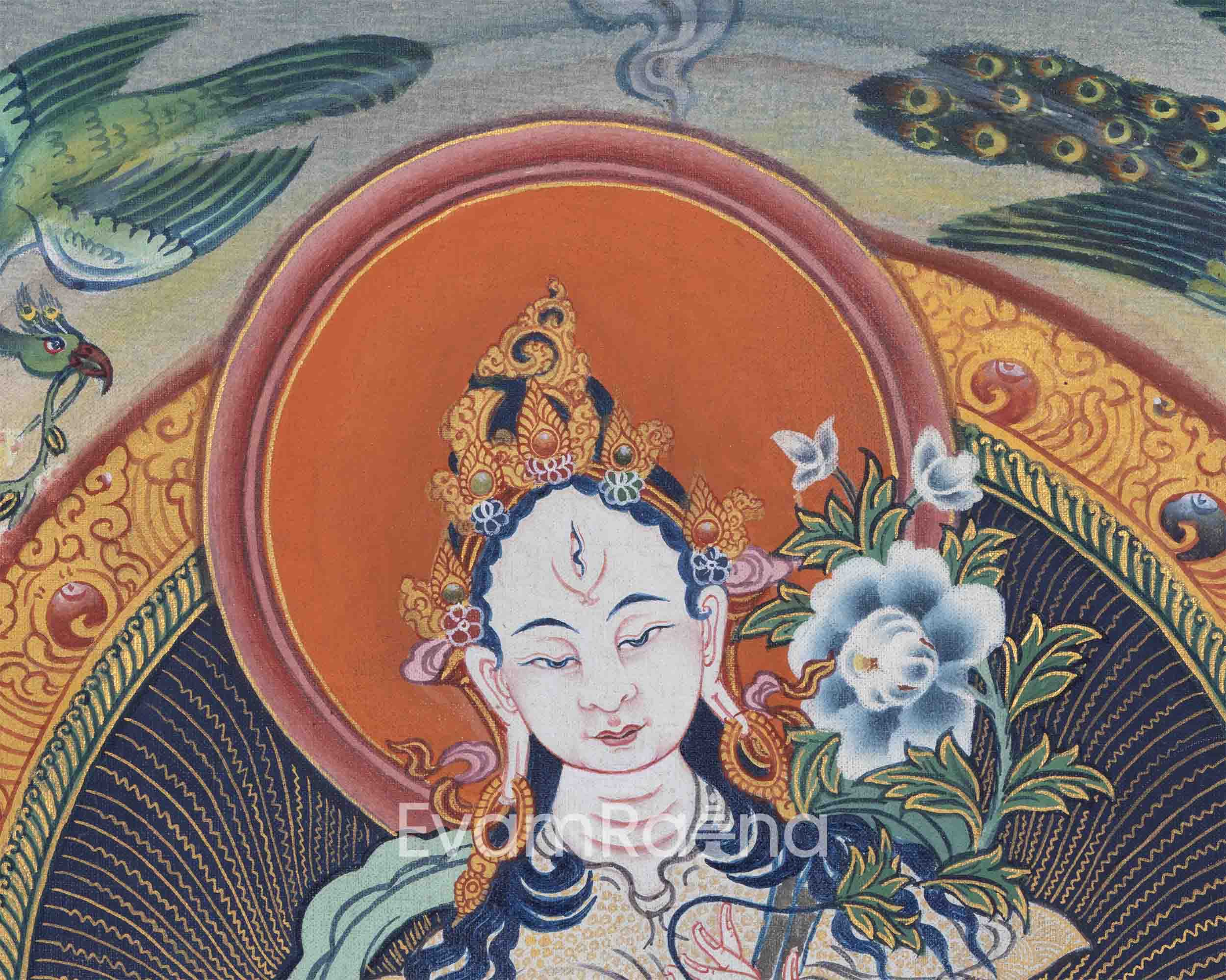 Goddess of Compassion White Tara Thangka Print | Traditional Buddhist Artwork | Gift Ideas