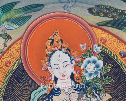 Goddess of Compassion White Tara Thangka Print | Traditional Buddhist Artwork | Gift Ideas