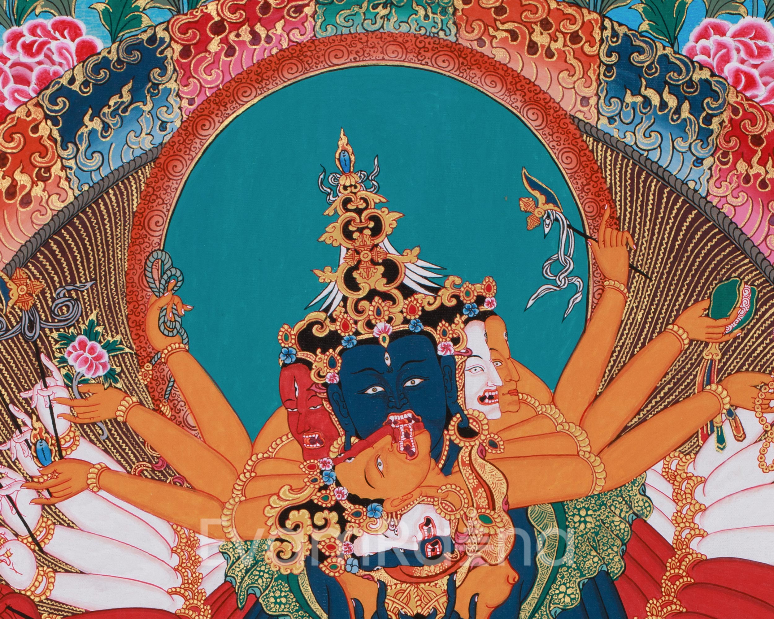 Kalachakra Tantric Deity Thangka | Divine Union and Spiritual Transformation