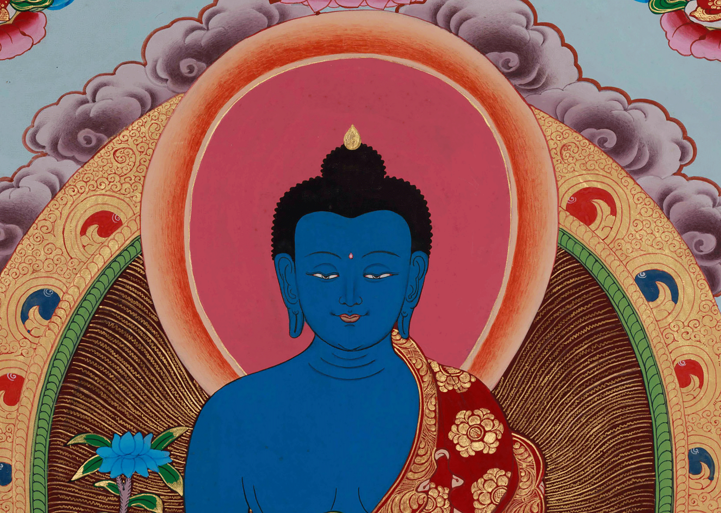 Buddhist Medicine Buddha Thangka | Bhaisajyaguru Artwork