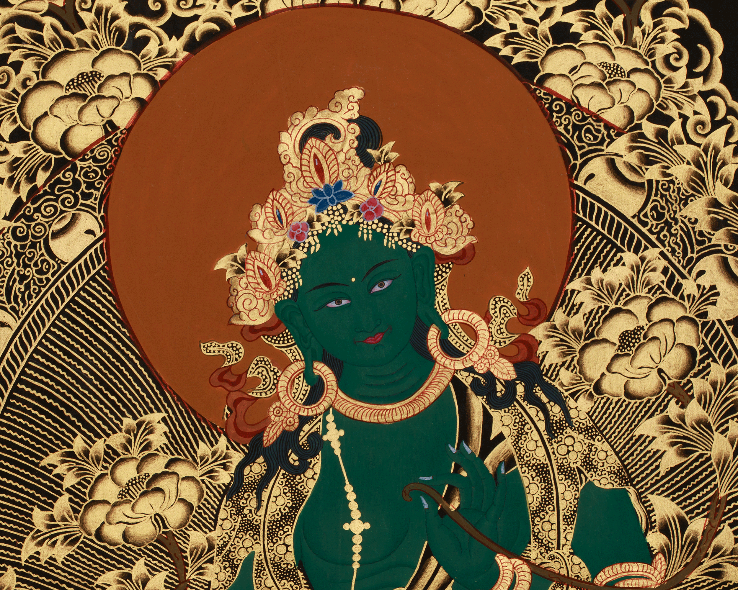 Mother Green Tara Healing Art | Tibetan Buddhist Thangka| Sacred Art Of Wisdom & Swift Blessings