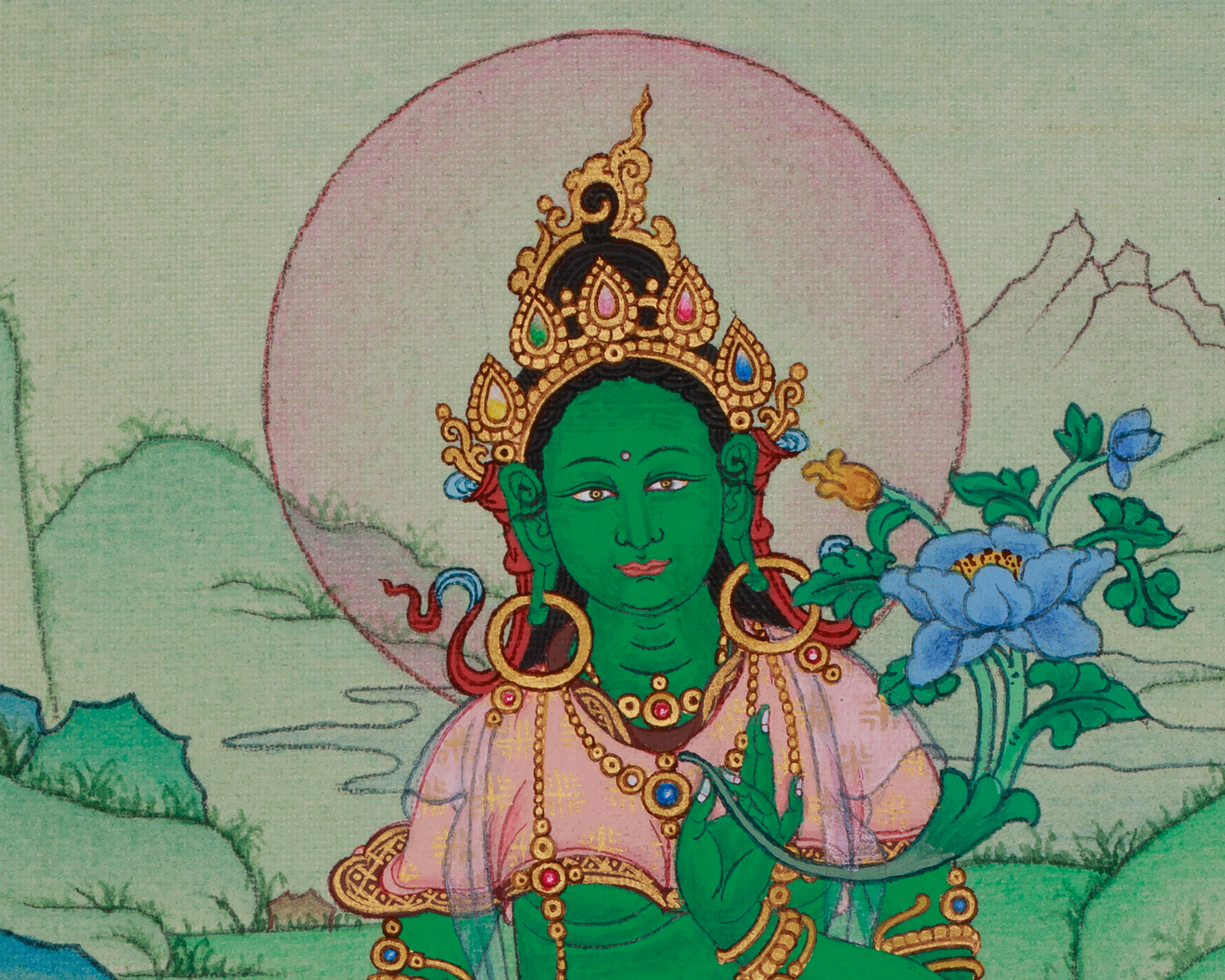 Buddhist Thangka of Green Tara | Compassion, Swift Protection, and Blessings