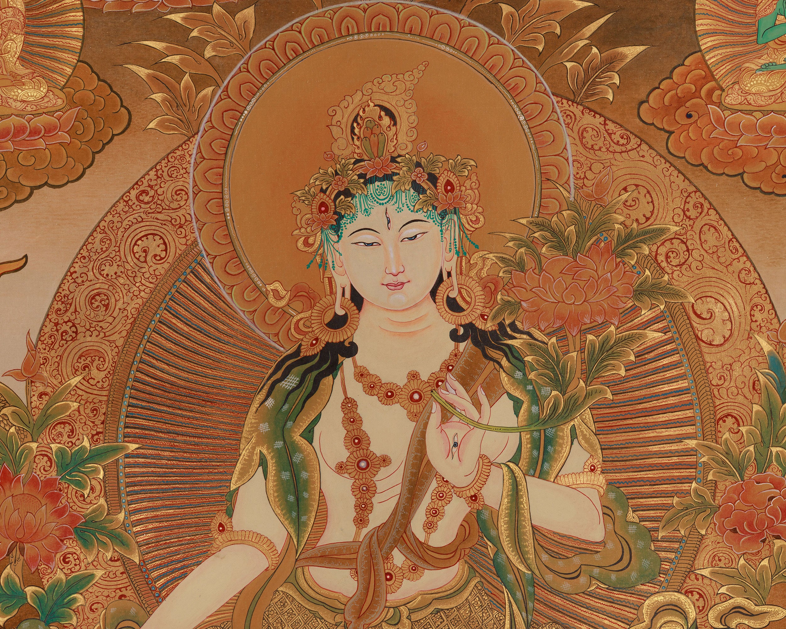 Female Buddha White Tara Thangka | Longevity Deity
