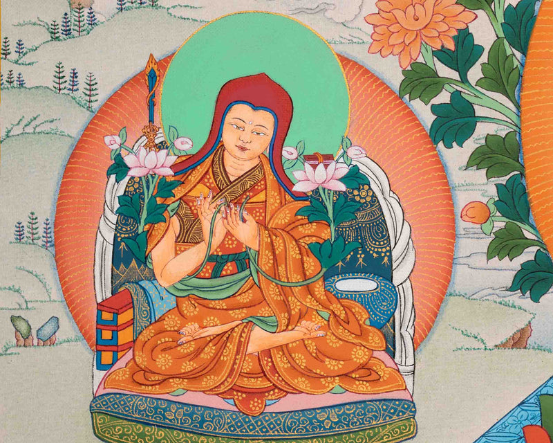 Hand-Painted Sakya Master Thangka Art | Journey to Enlightenment | Thangka Art for Positive Energy