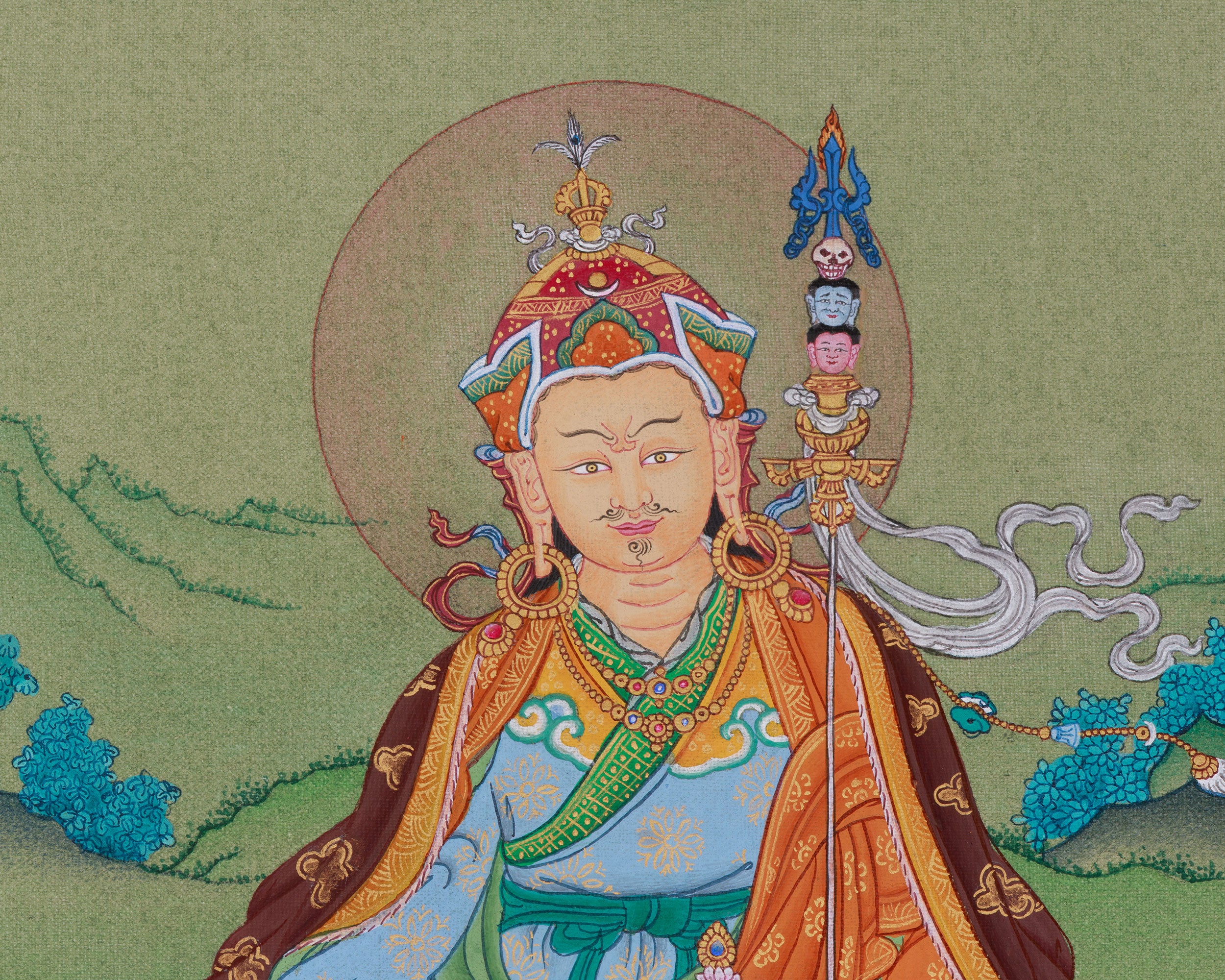 Buddhist Master Guru Rinpoche Thangka | Spiritual Decor