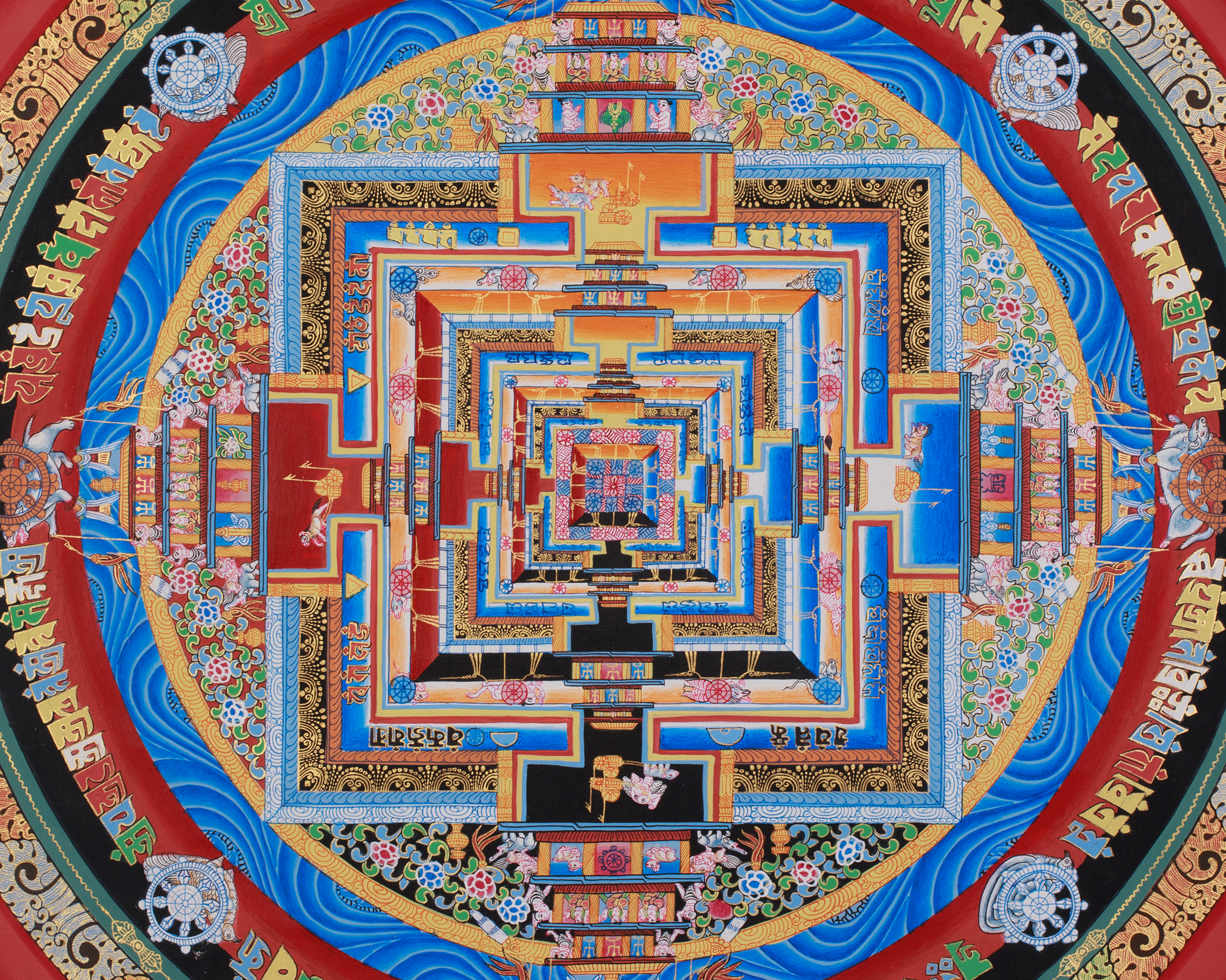 Himalayan Kalachakra Mandala Artwork | Wheel of Time Thangka