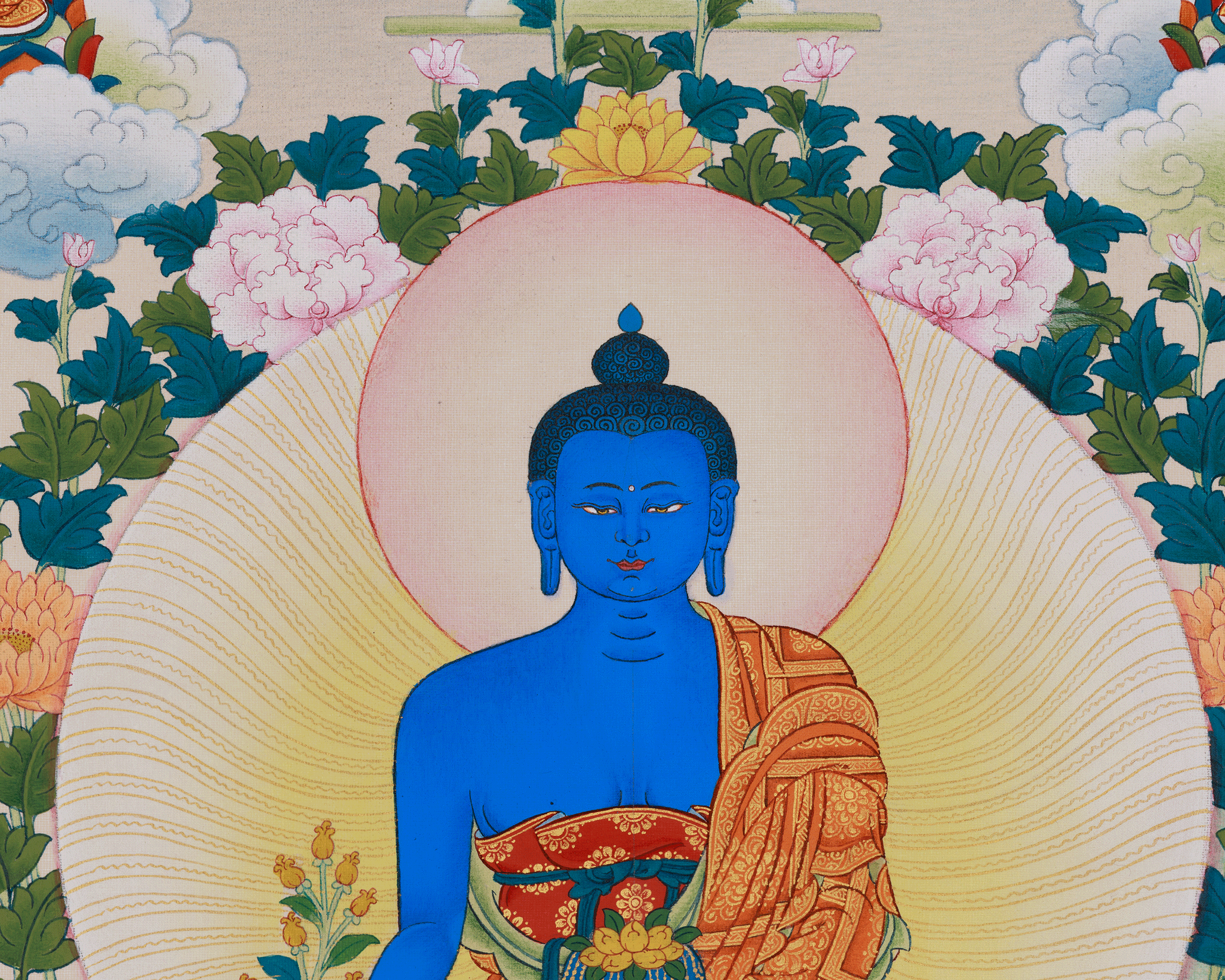 Traditional Asta Medicine Buddha Thangka | Healing and Longevity Art