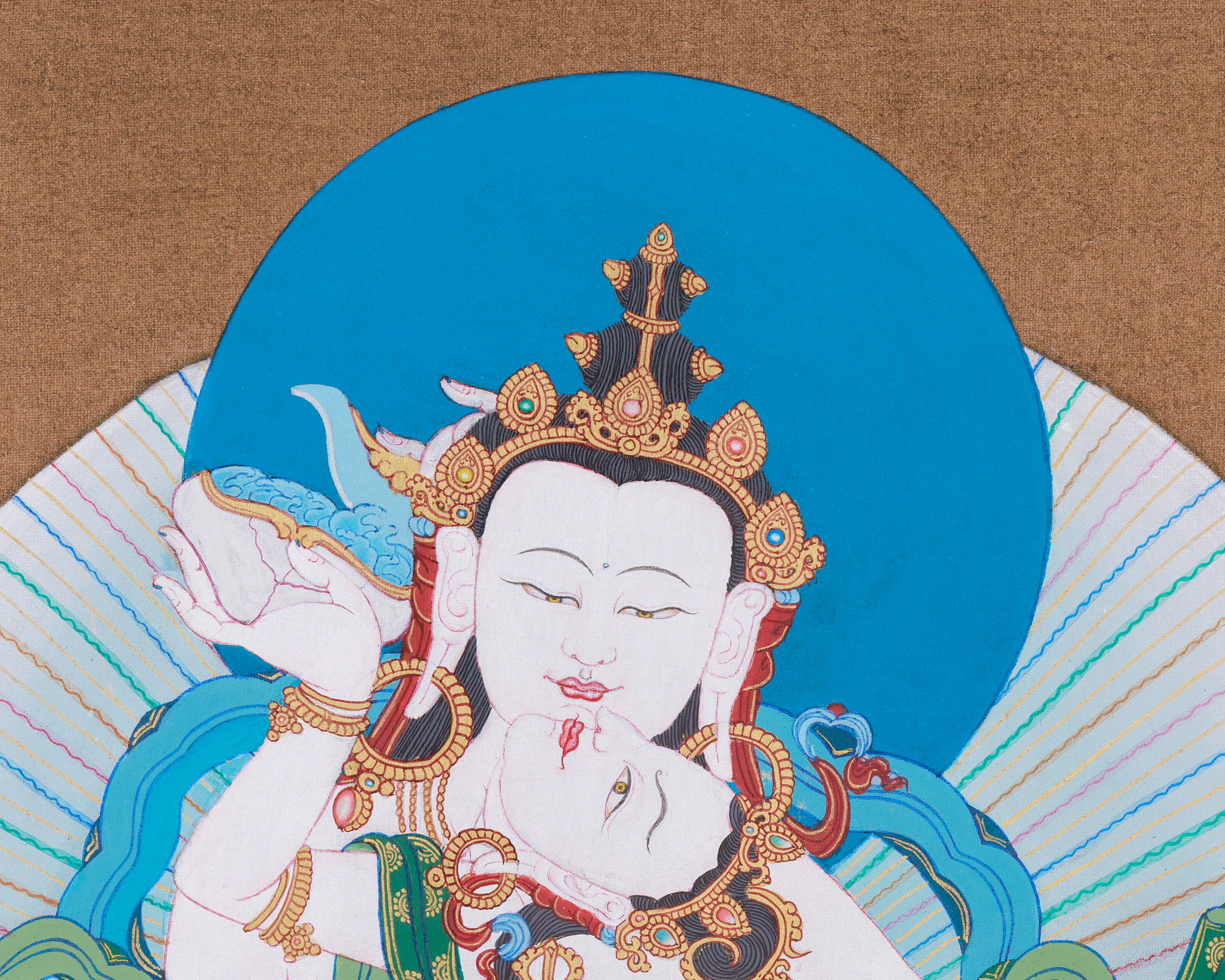 Traditional Thangka of Vajrasattva with His Consort | Symbol of Purification