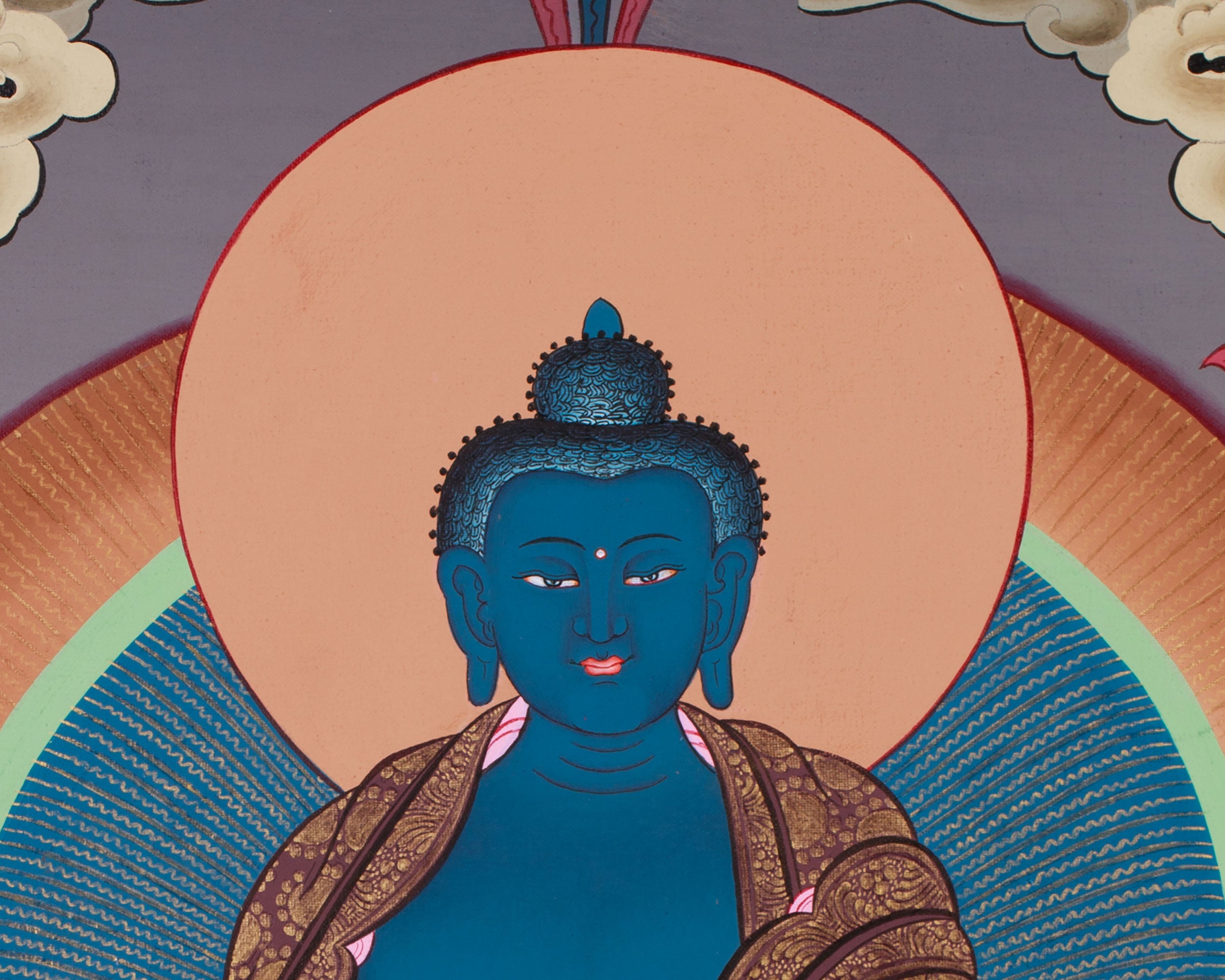 Hand-Painted Thangka of Blue Buddha, Bhaisajyaguru | Tibetan Healing Buddha