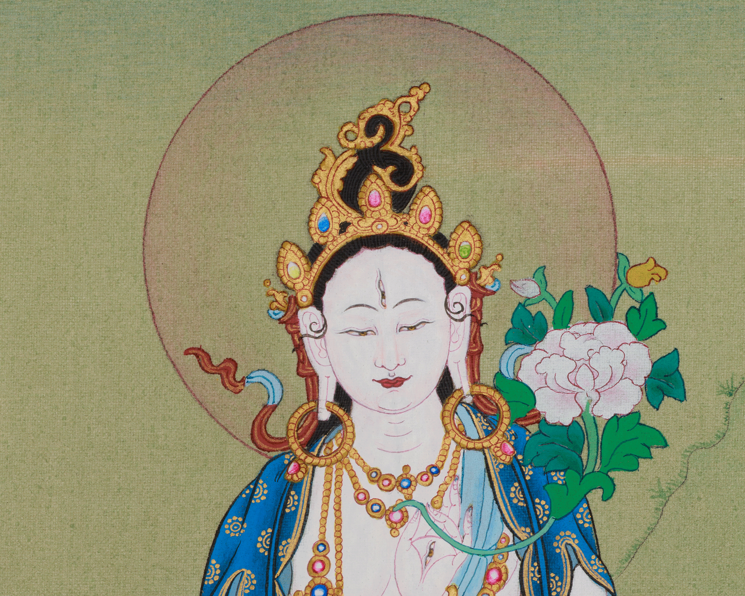 Healing Deity White Tara Artwork | Sita Tara | Seven-Eyed Traditional Thangka