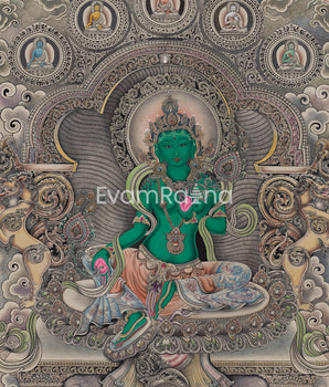 Embrace The Blessing With Green Tara Canvas Print | Tibetan Buddhist Art | Gift Ideas