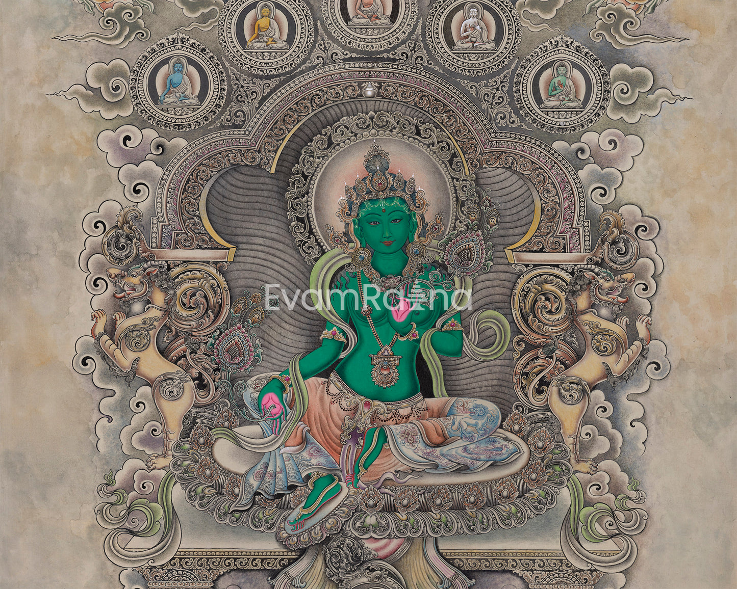 Embrace The Blessing With Green Tara Canvas Print | Tibetan Buddhist Art | Gift Ideas