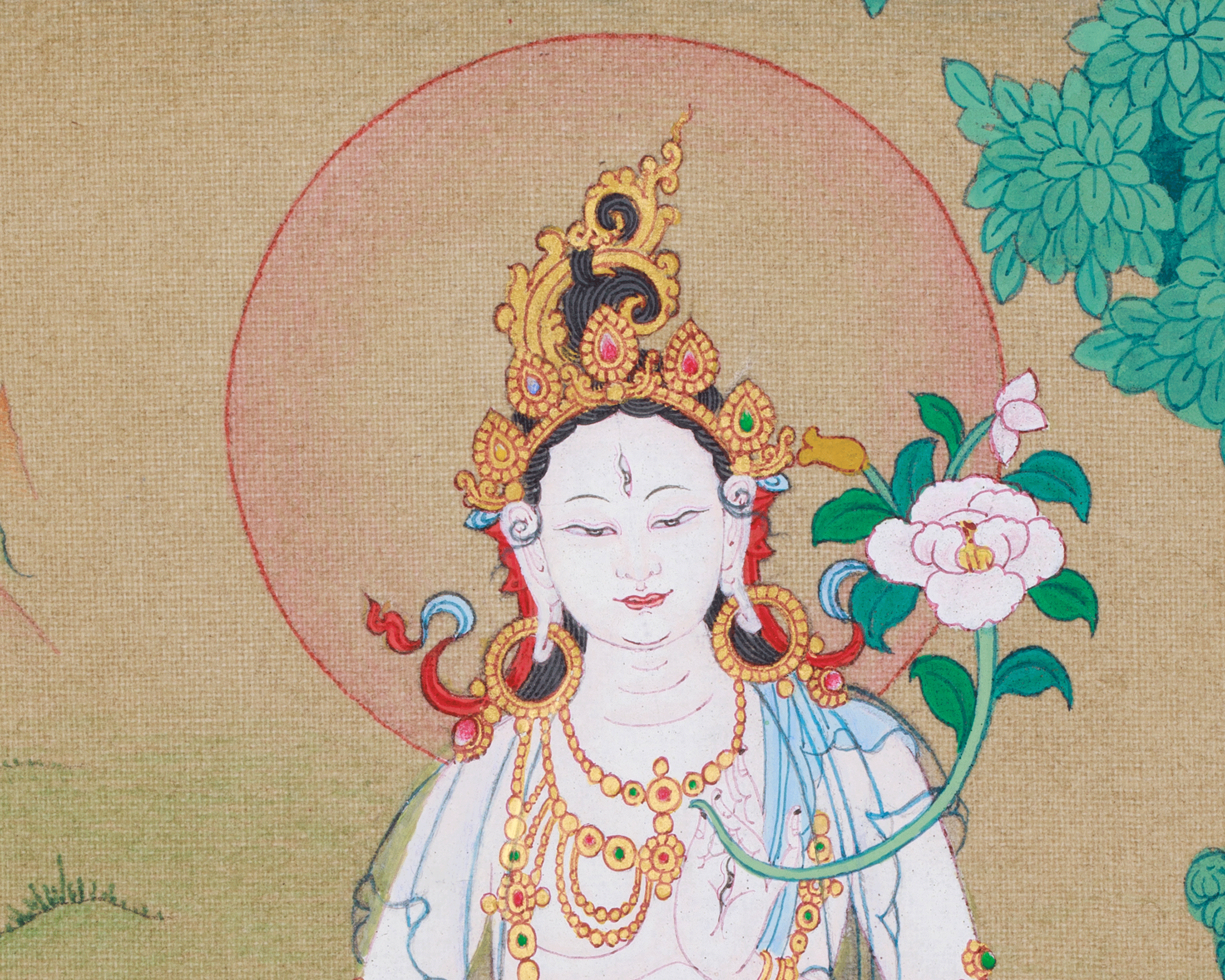 Traditional Thangka of Seven Eye White Tara | Goddess of Healing