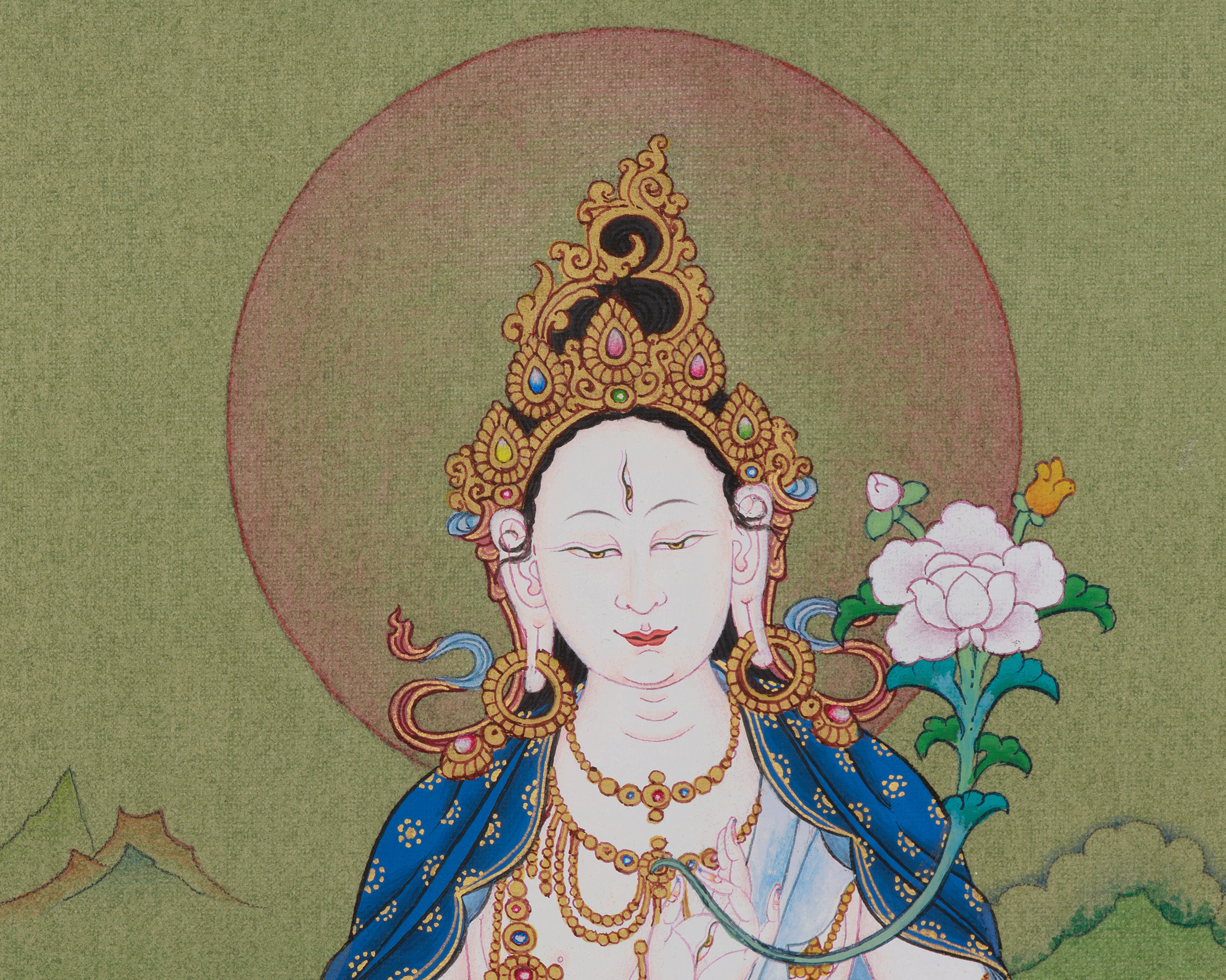 White Tara Bodhisattva of Longevity Thangka | Healing Deity