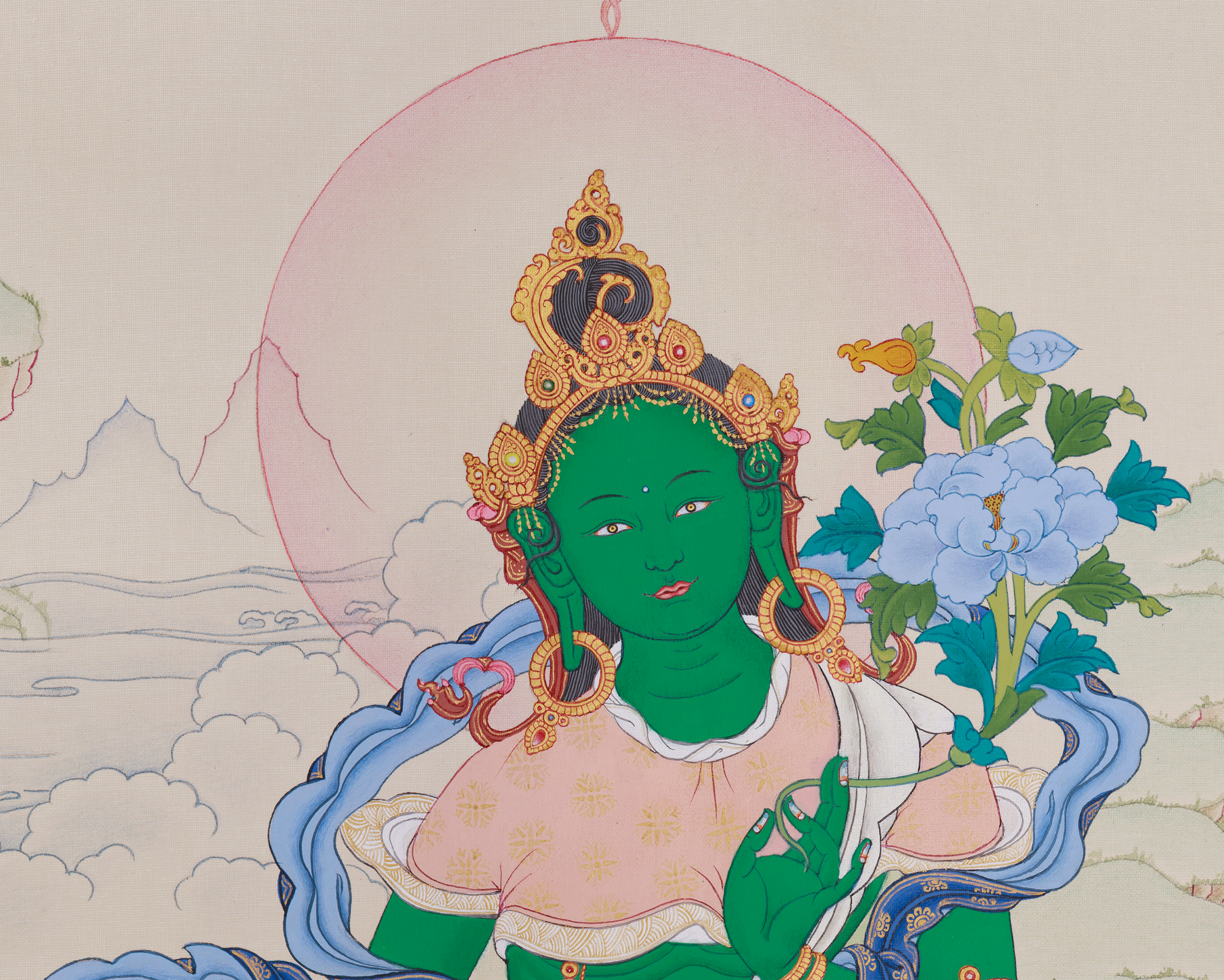 Hand-Painted Green Tara Protection Deity Thangka | Mother of Liberation
