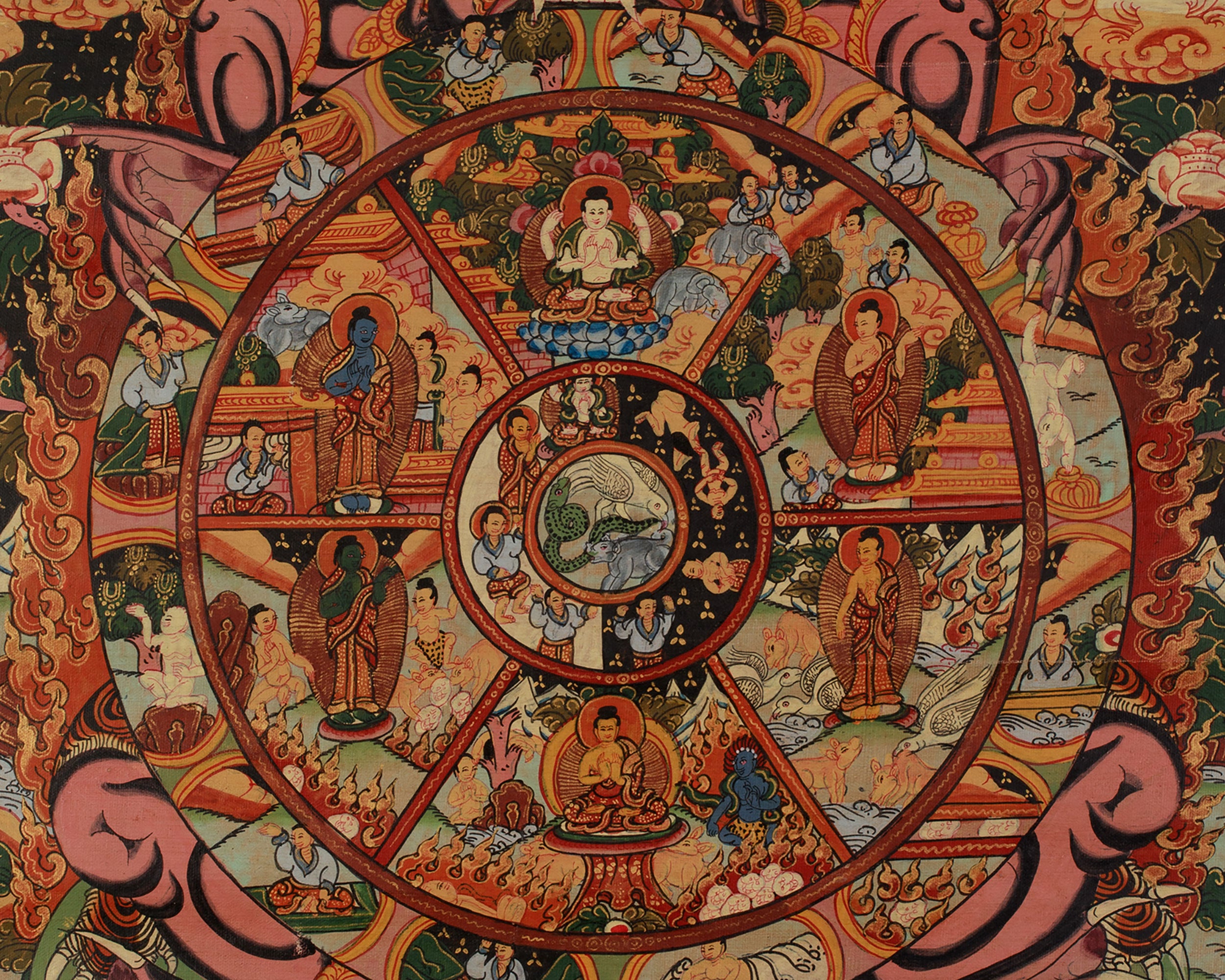 Tibetan Bhavachakra Art | Buddhist Wheel of Life Thangka | Teaching on Samsara