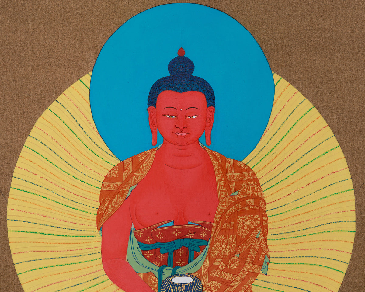 Sacred Amitabha Buddha Thangka | Radiating Boundless Light and Serenity