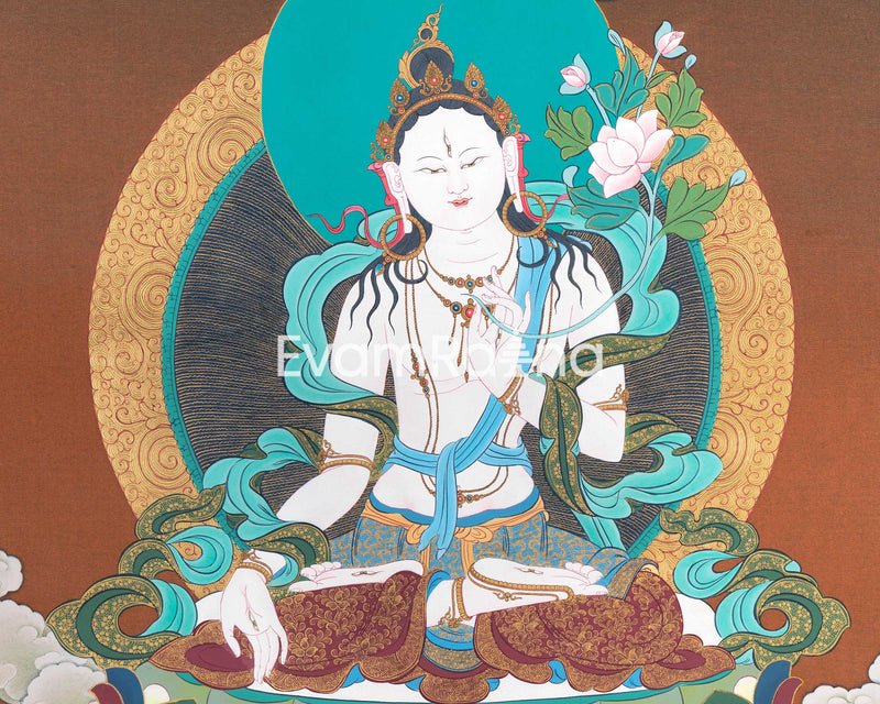 The White Tara Thangka | Goddess of Compassion | Enlightened Grace
