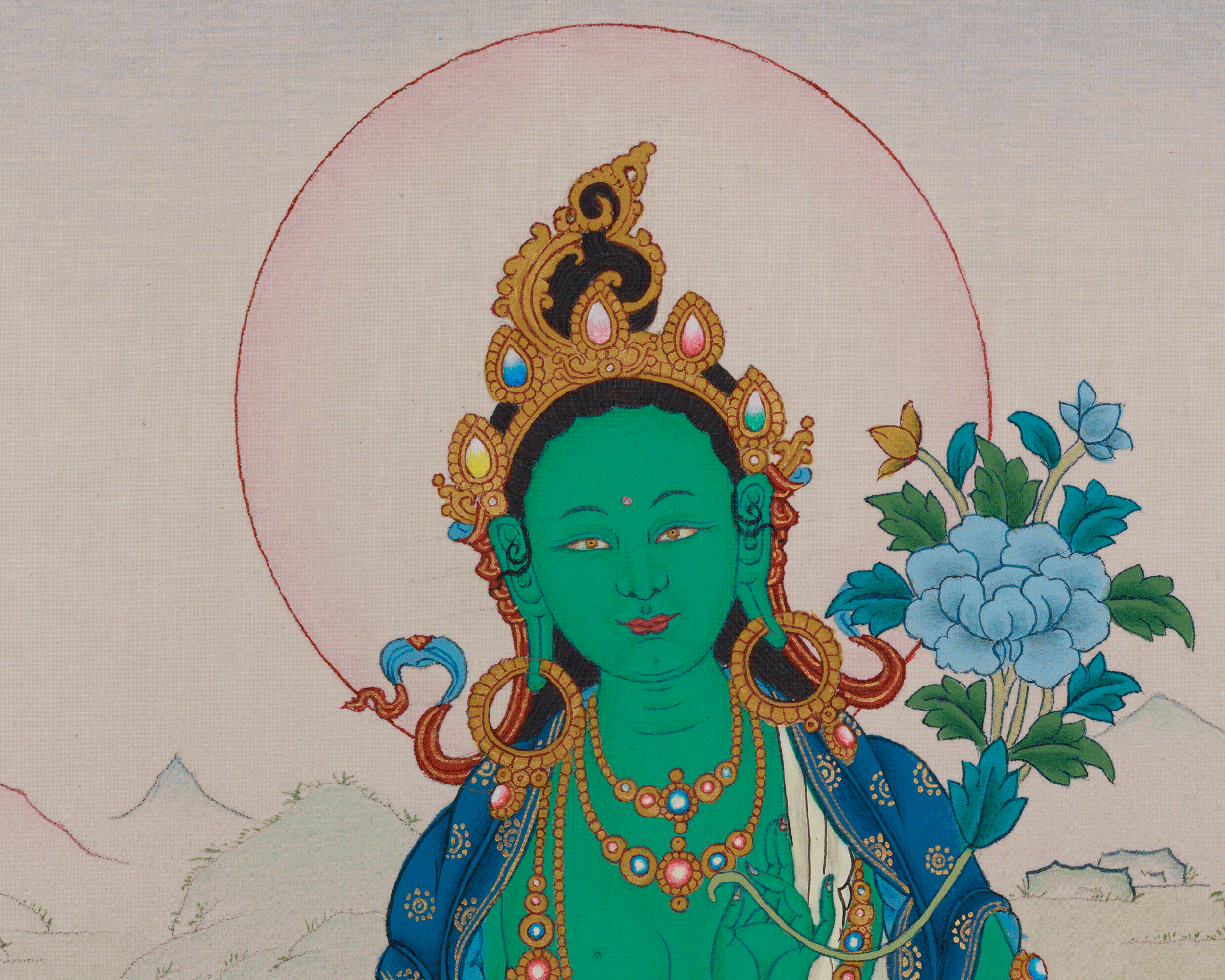 Mother of Liberation Green Tara Thangka | Himalayan Sacred Buddhist Artwork