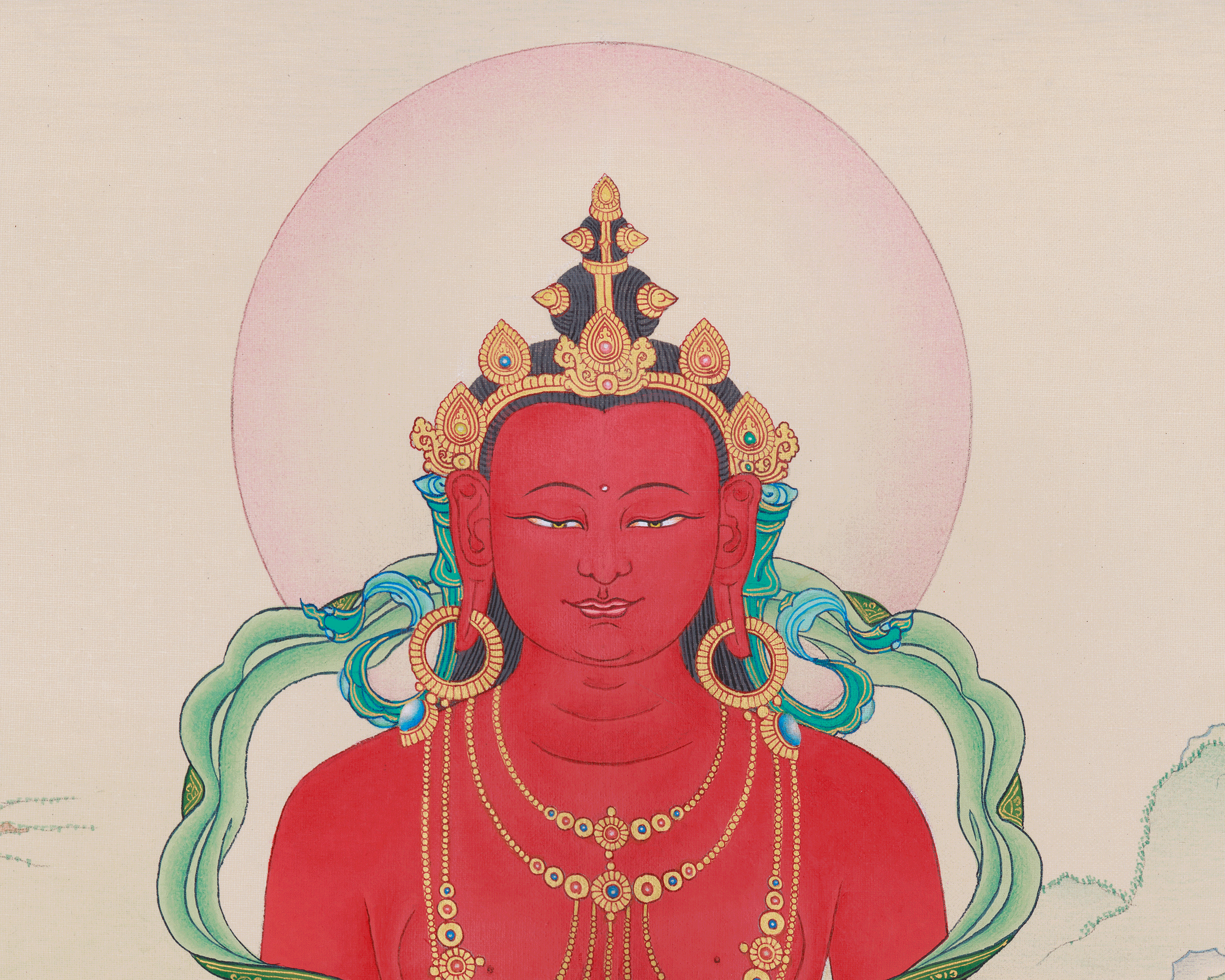 Hand-Painted Buddha Amitayus Thangka | Symbol of Long Life and Enlightened Grace