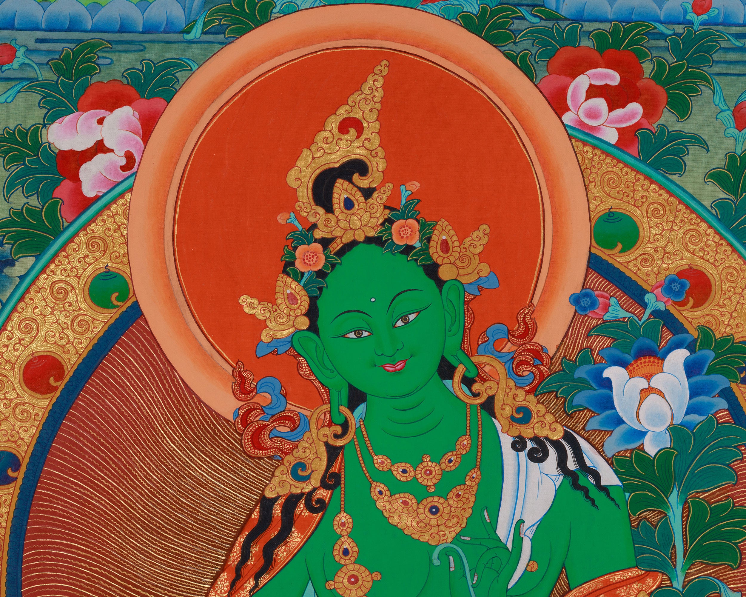 Sacred Goddess Green Tara Thangka | Compassion and Protection Deity