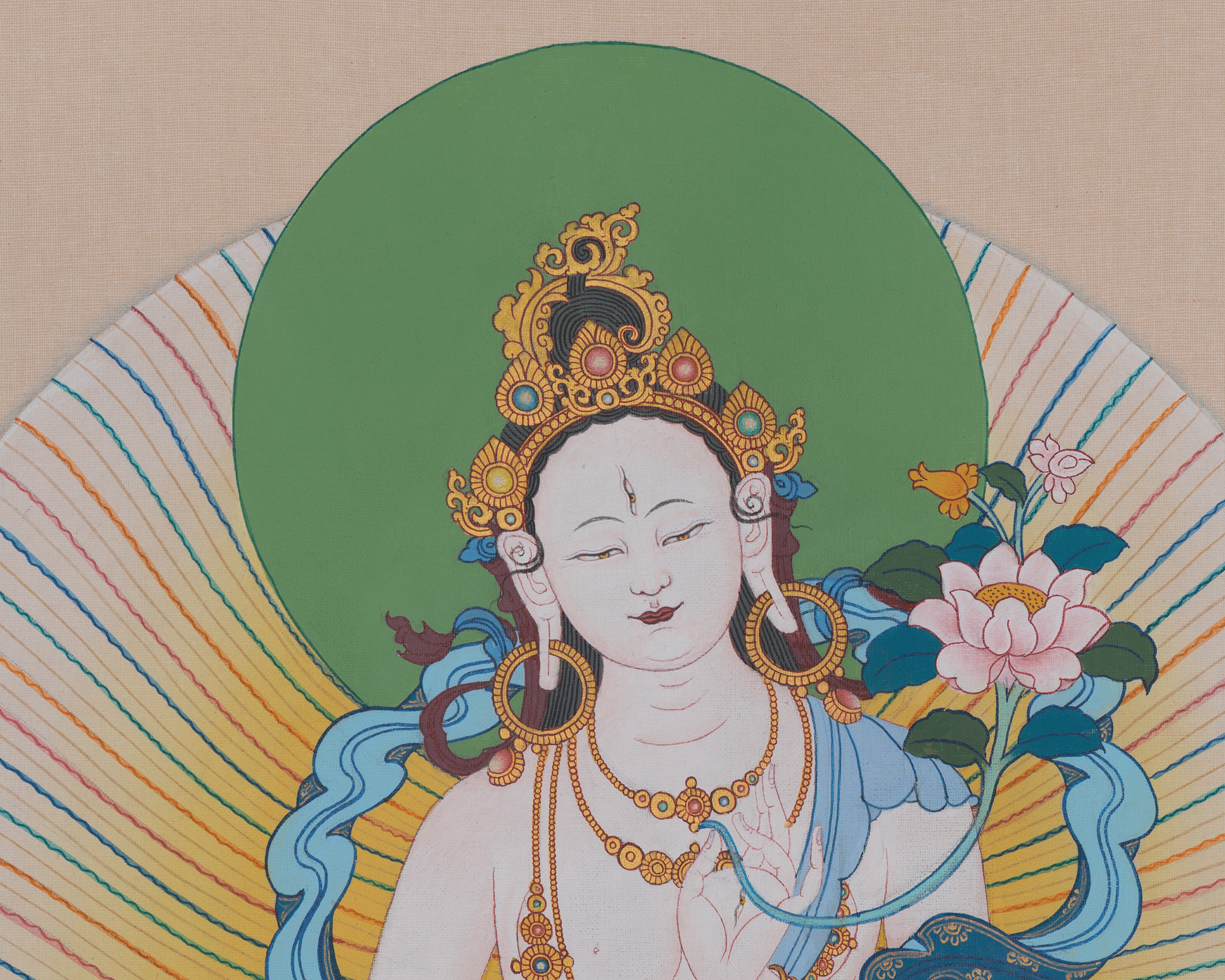 White Tara Spiritual Artwork | Sita Tara | Healing Deity | Traditional Thangka