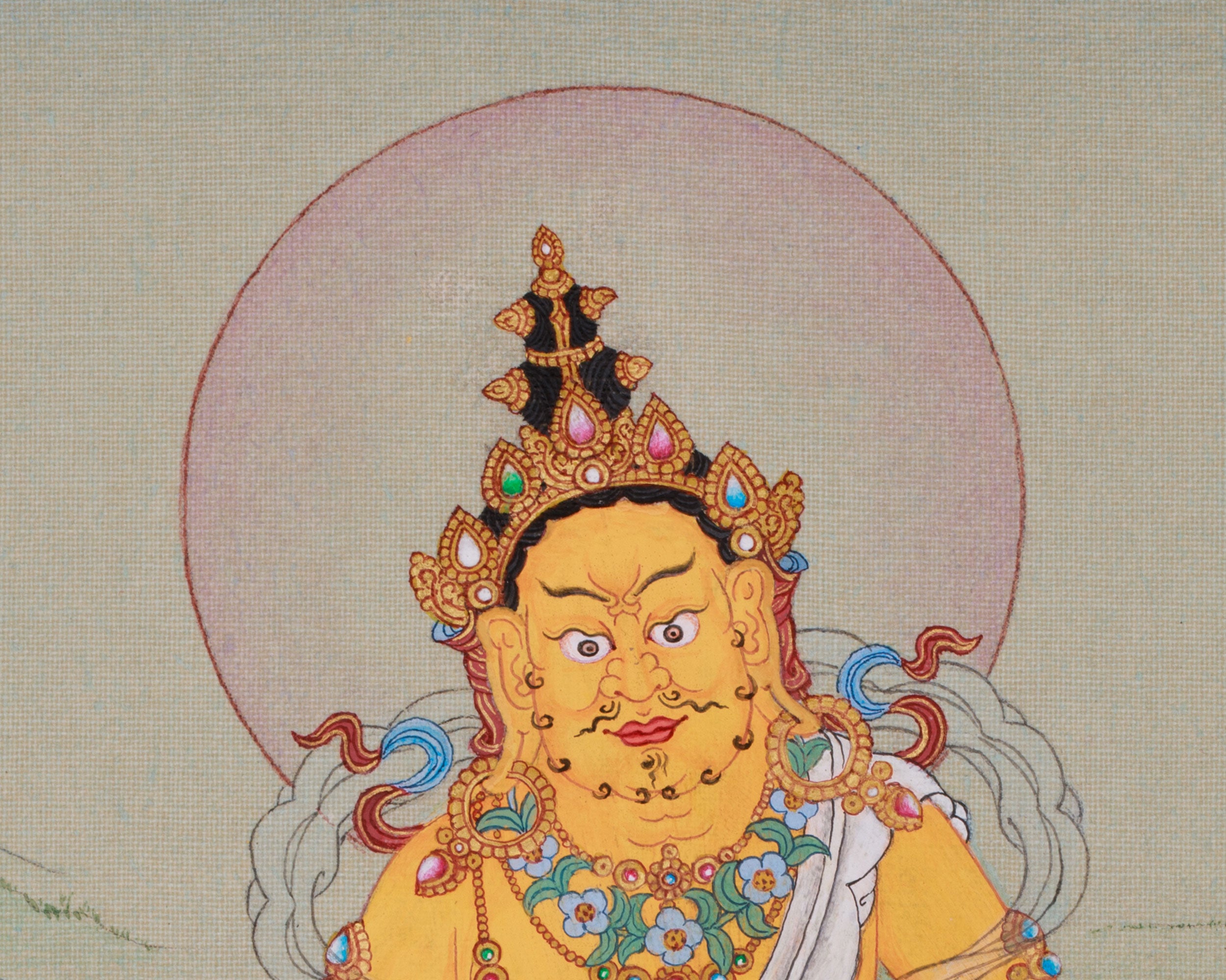 Mini Yellow Dzambhala | Tibetan Buddhist Prosperity Art