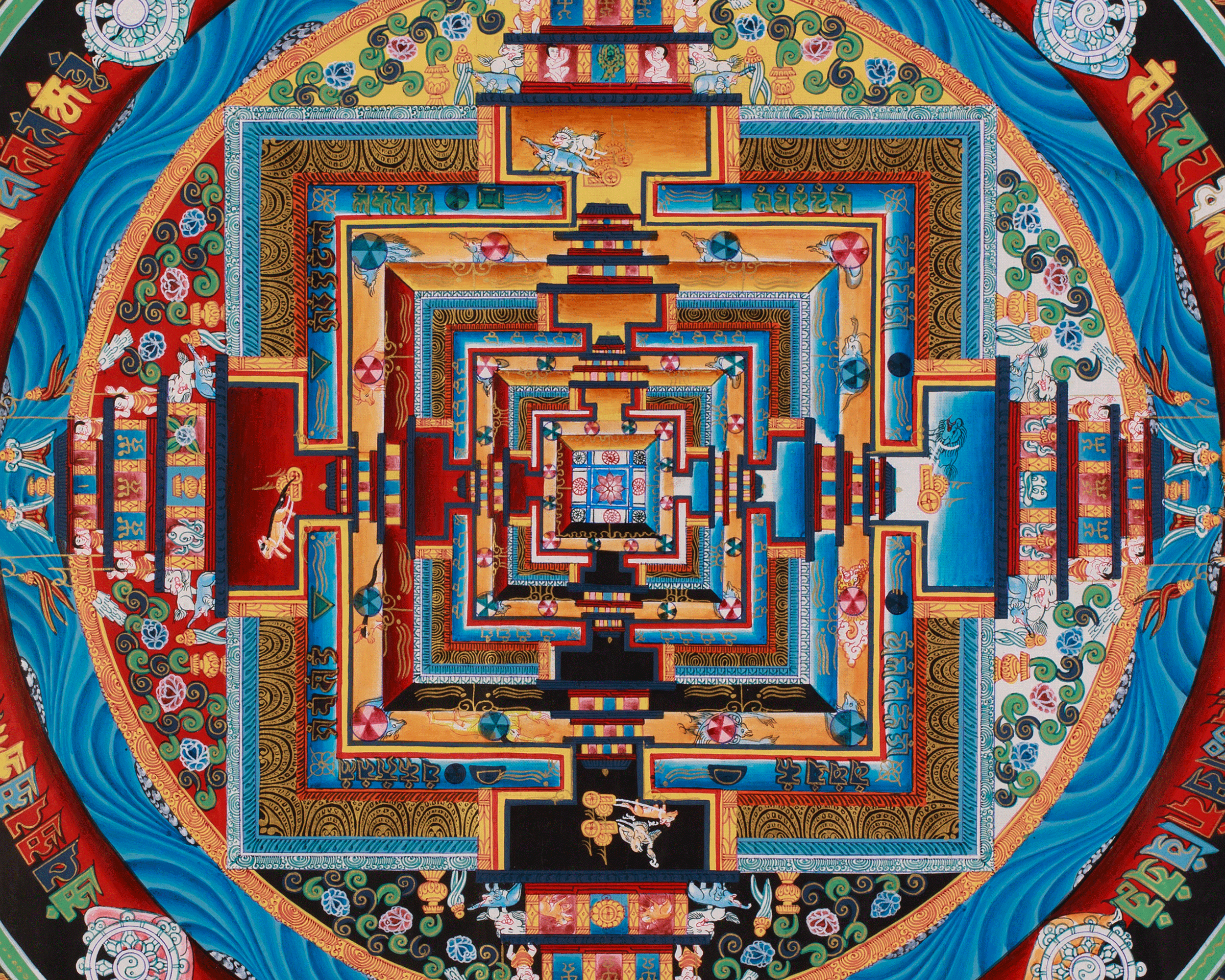 Sacred Buddhist Kalachakra Mandala Art | Meditation Altar | Home Decor