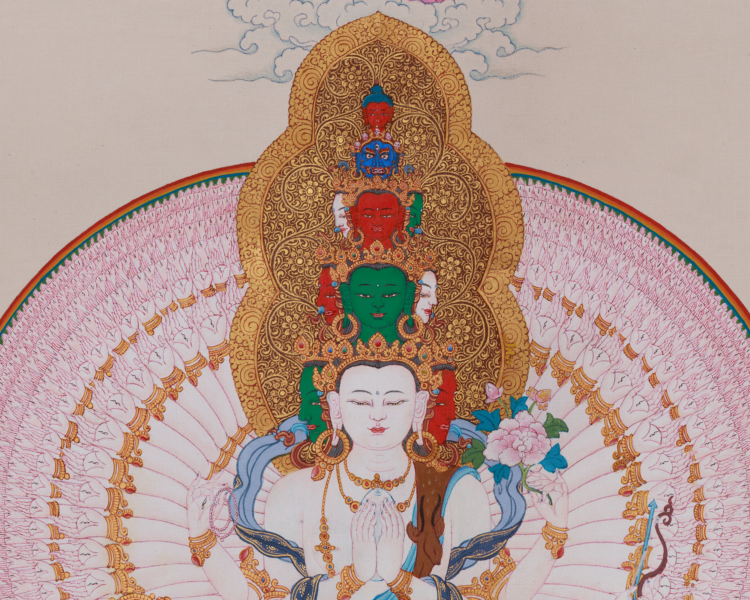 Himalayan Deity 1000 Armed Chenrezig Thangka | Bodhisattva of Compassion