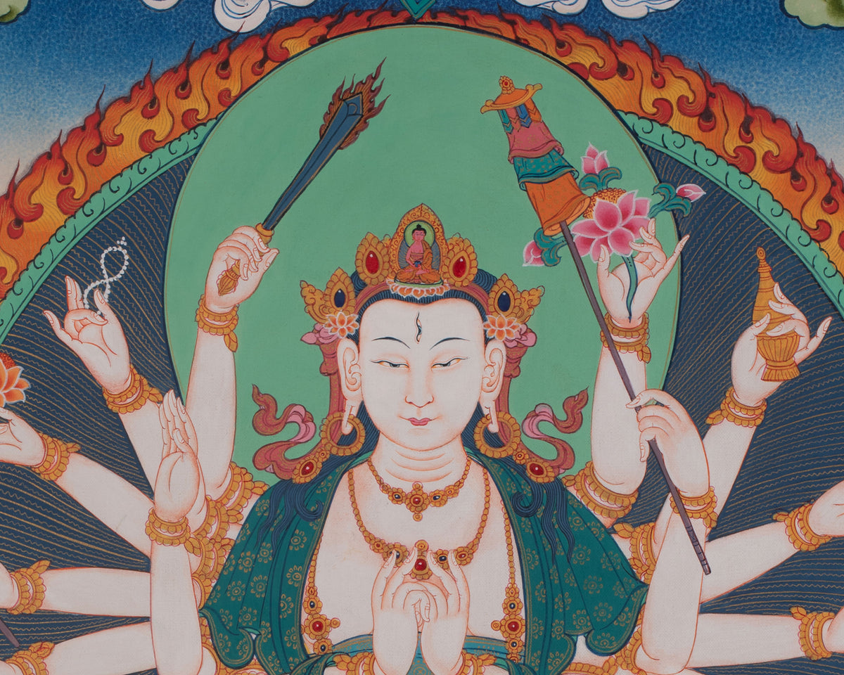 Cundi Artwork | Sacred Himalayan Buddhist Painting of Compassion and Wisdom