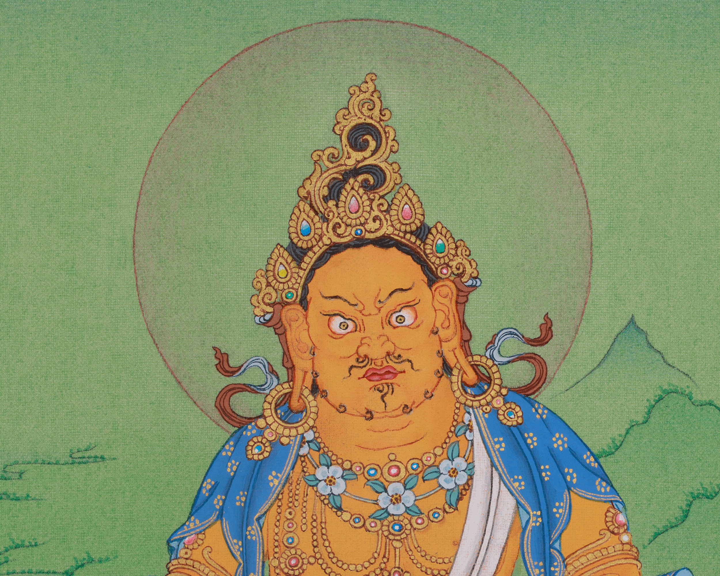 Dzambhala Prosperity Deity Thangka | Symbolizied Wealth and Spiritual Abundance