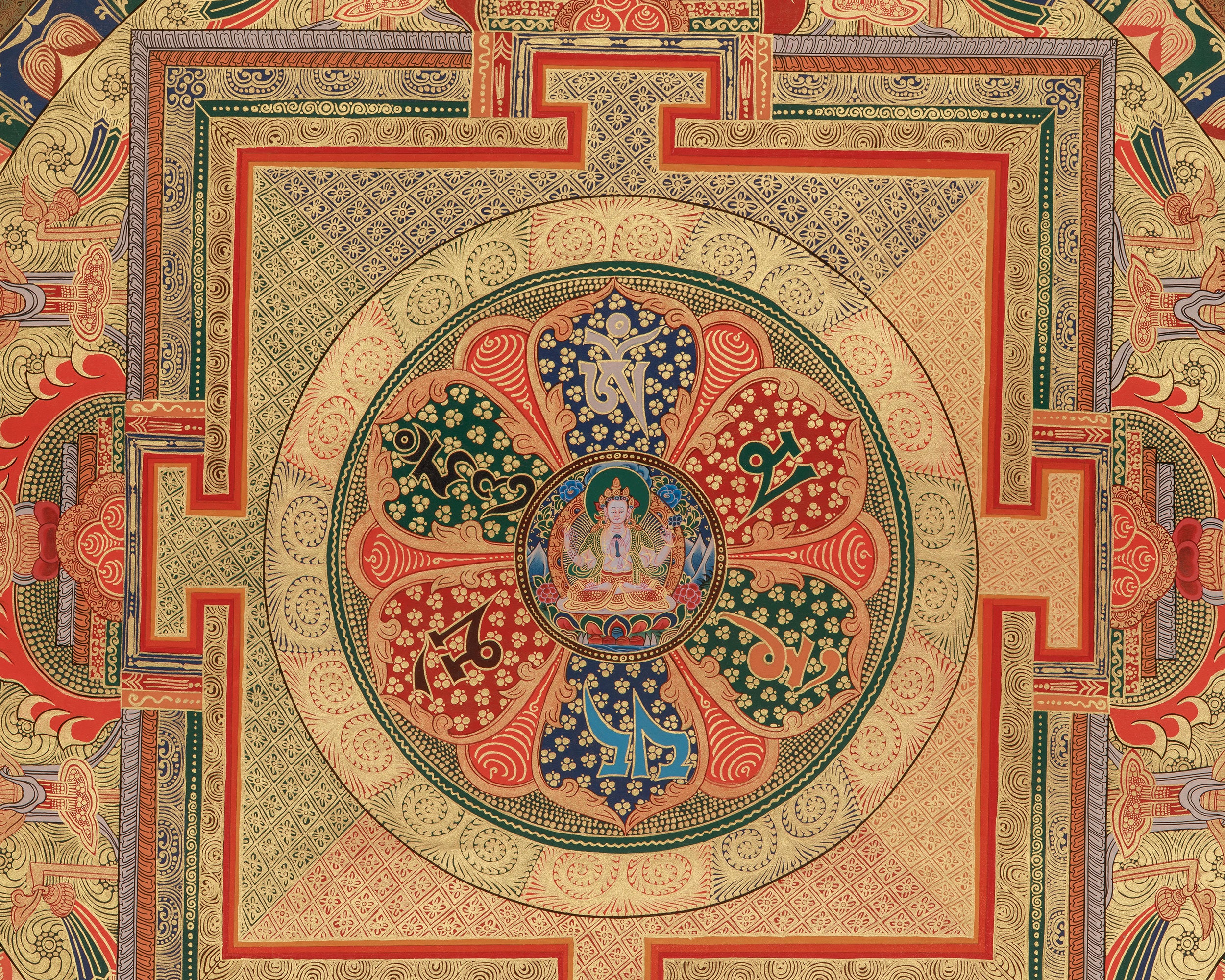 Chenrezig Mandala Art | Bodhisattva of Infinite Compassion | Sacred Artwork