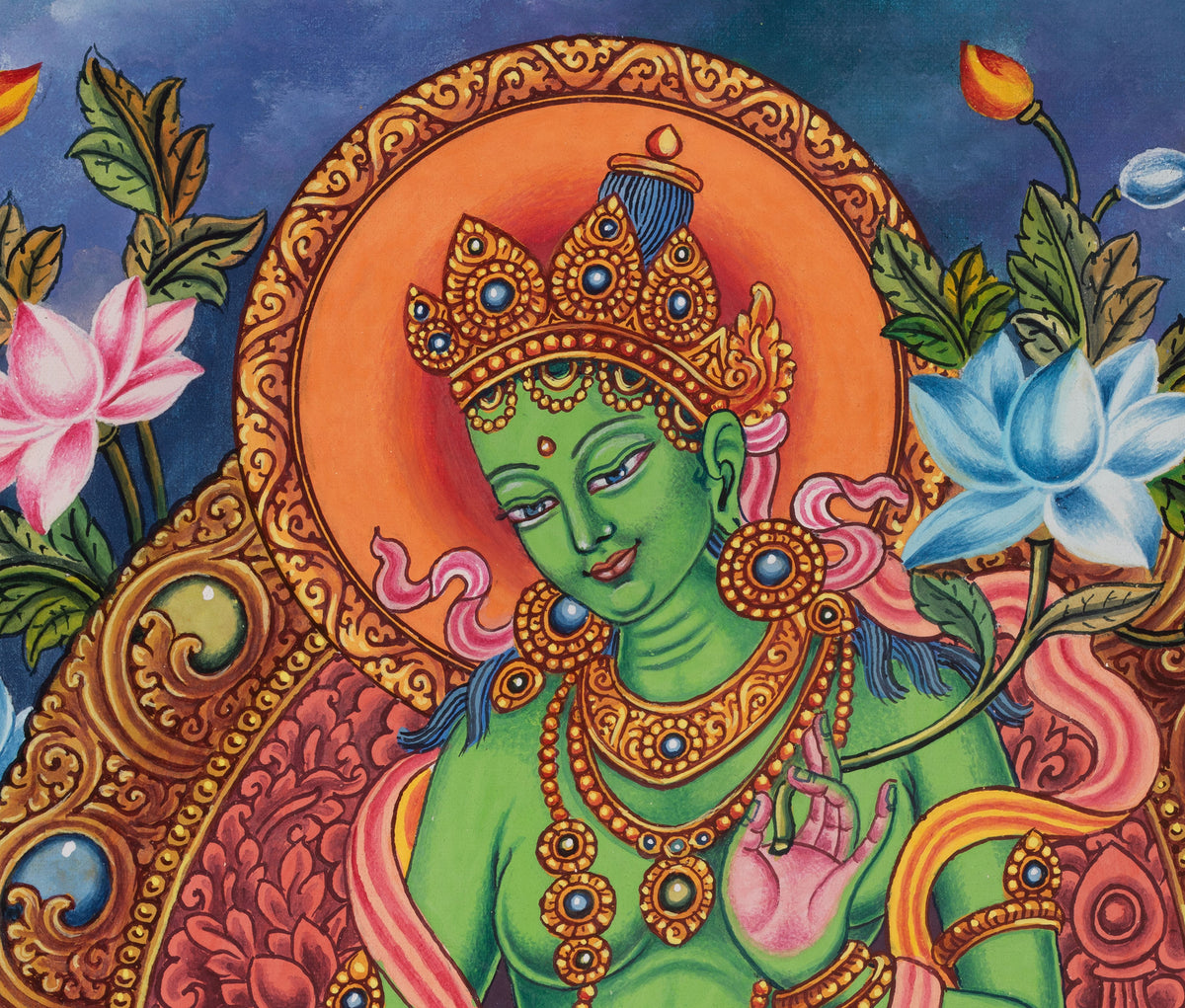 Standing Green Tara Compassionate Thangka | Shyama Tara | Protection Deity