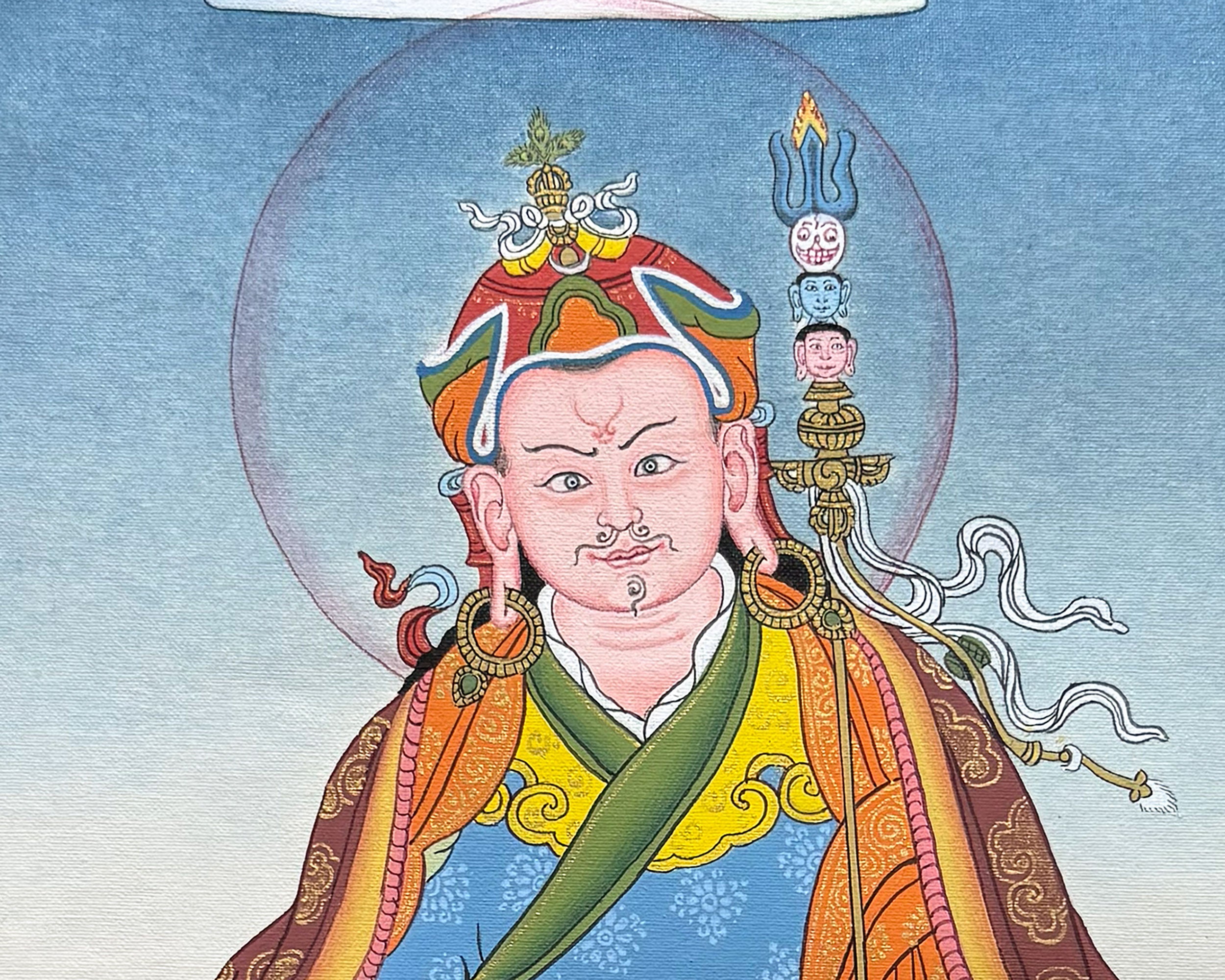 Guru Rinpoche Thangka With Brocade |  Embodiment of Profound Wisdom
