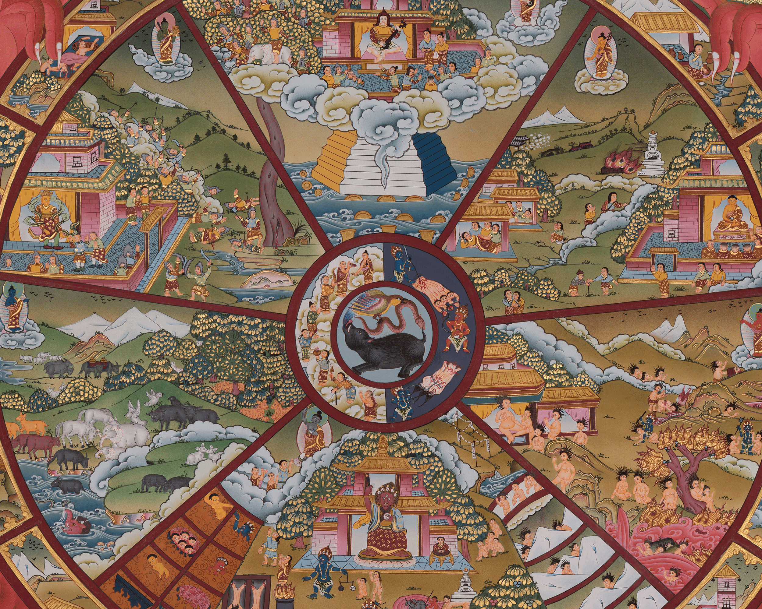 Samsara Wheel of Life Thangka | Tibetan Buddhist Painting of Karma and Rebirth