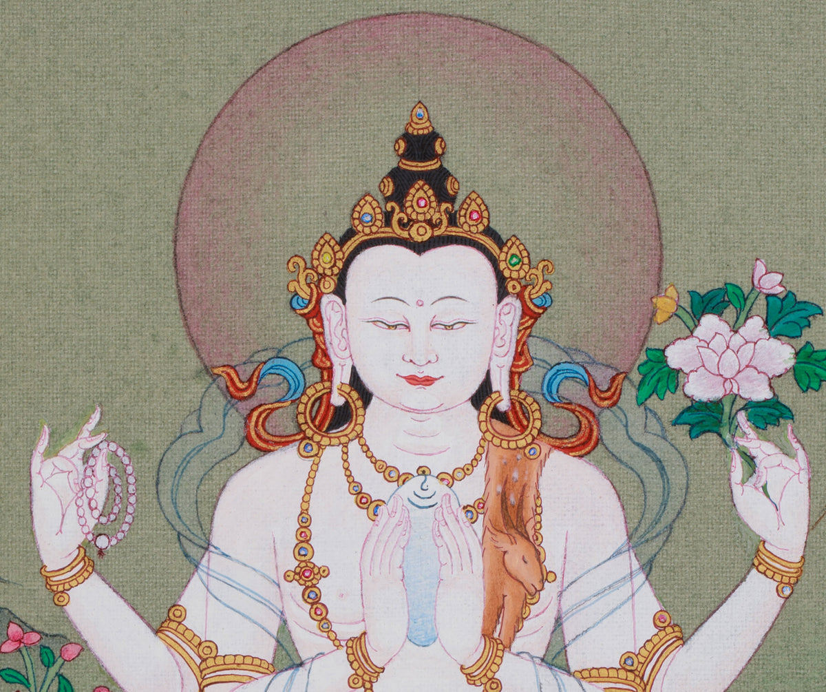 Spiritual Chenrezig Thangka | A Divine Representation of Compassion and Love