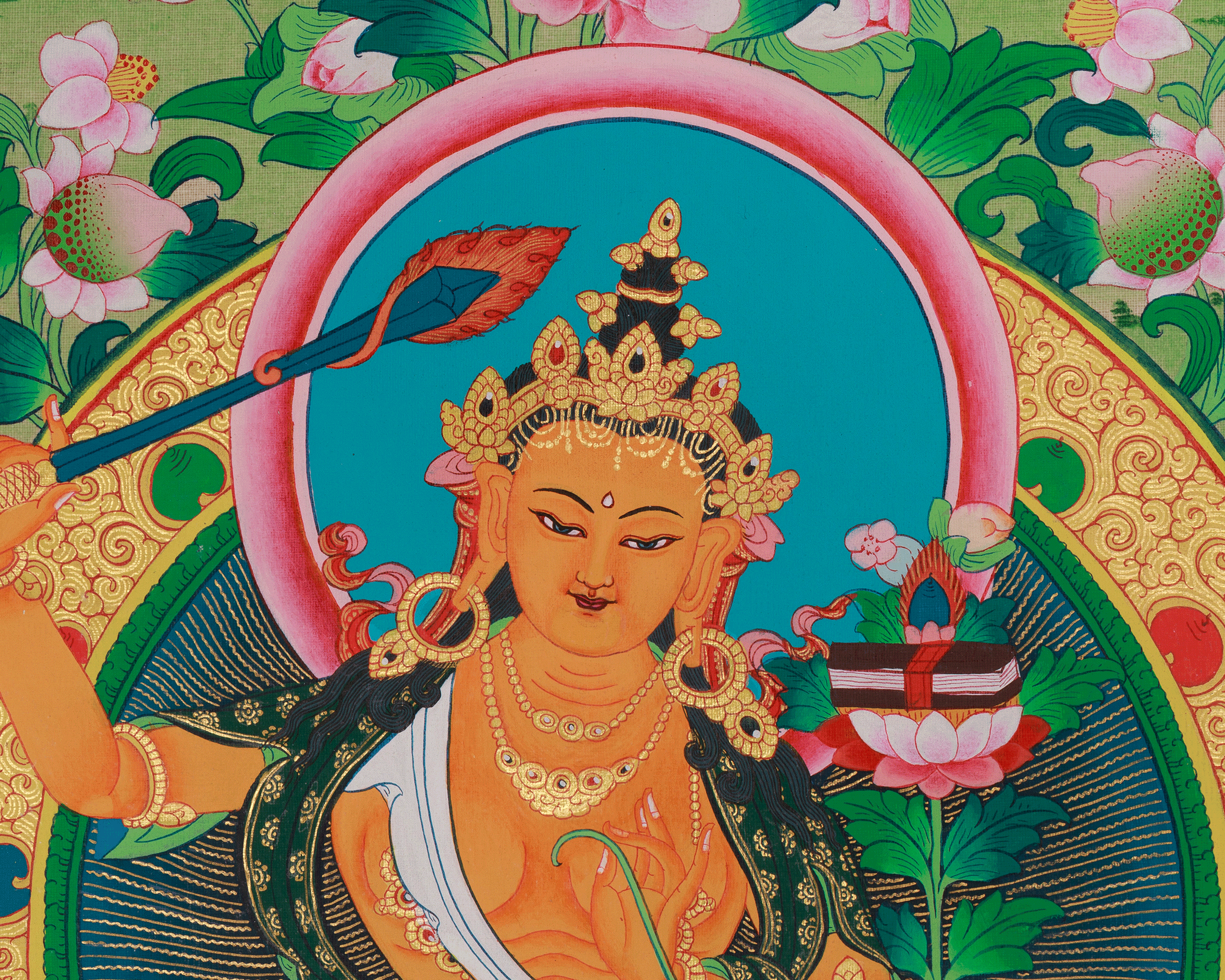 Tibetan Jampelyang Thangka | Manjushri Wisdom Deity Artwork