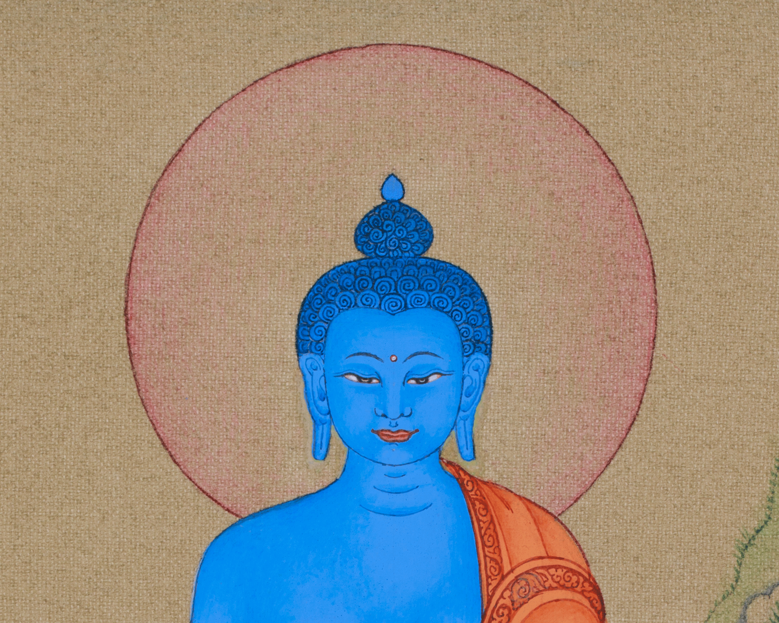 Hand-Painted Meditating Medicine Buddha Thangka | The Healing Buddha