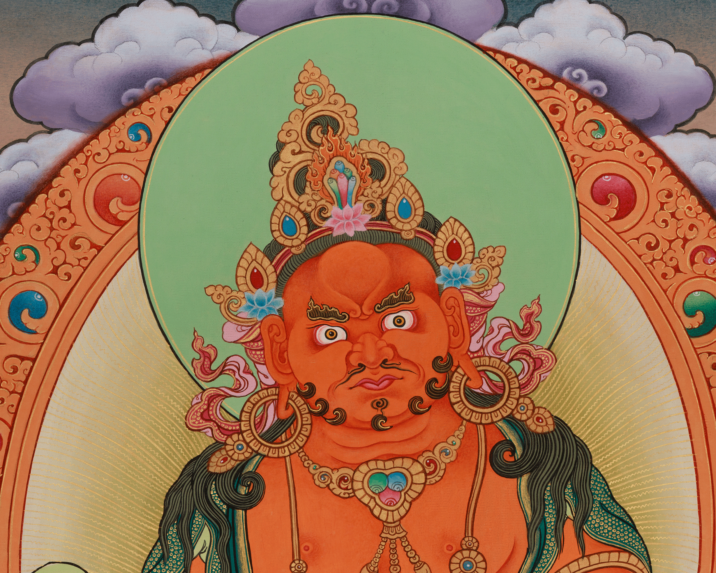 Tibetan Deity Dzambhala Thangka | Embodiment of Prosperity